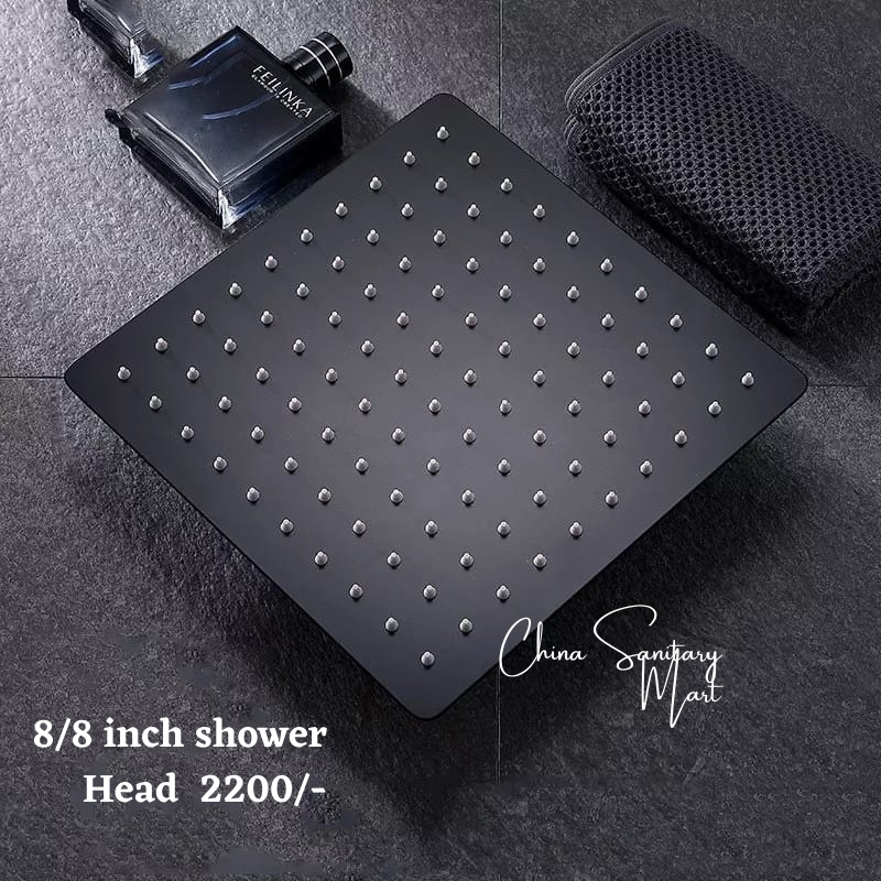 Black Rain Shower Head  8 inch square