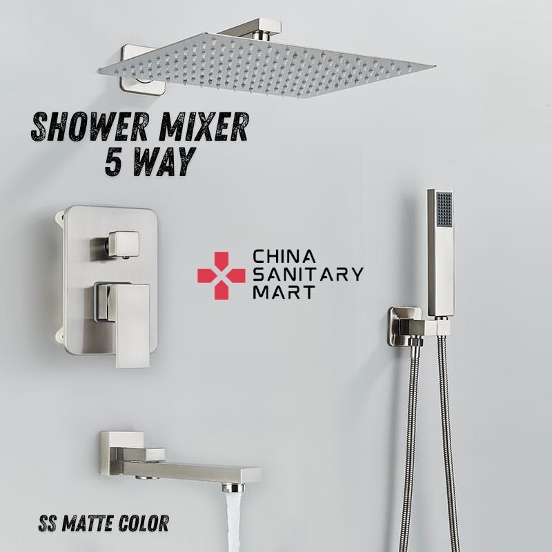 Wall Mount Shower Mixer 4 way - SS Matte