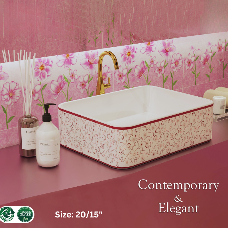 ART COUNTER TOP BASIN- PRISMA Pink 20/15 inch