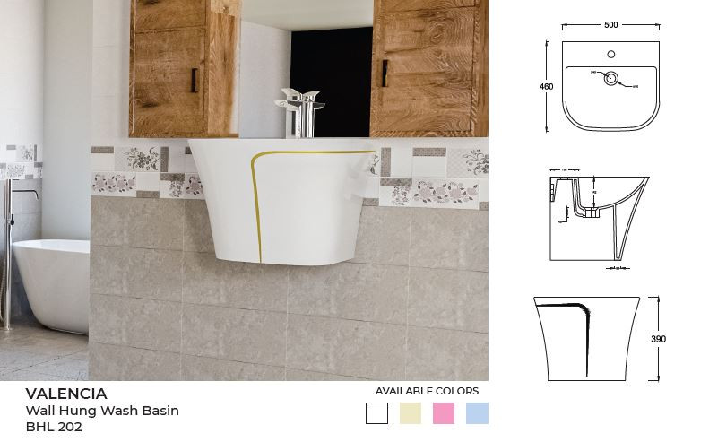 Basin Wall Hung Basin Golden