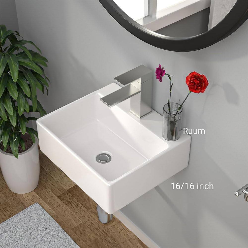 top basin white wall hung  16/16 inch