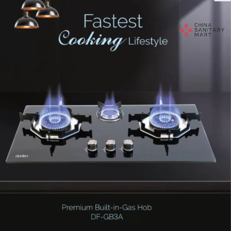 DORFEN Built-in-HOB Glass Top 3 Gas Burner, DF-GB3A