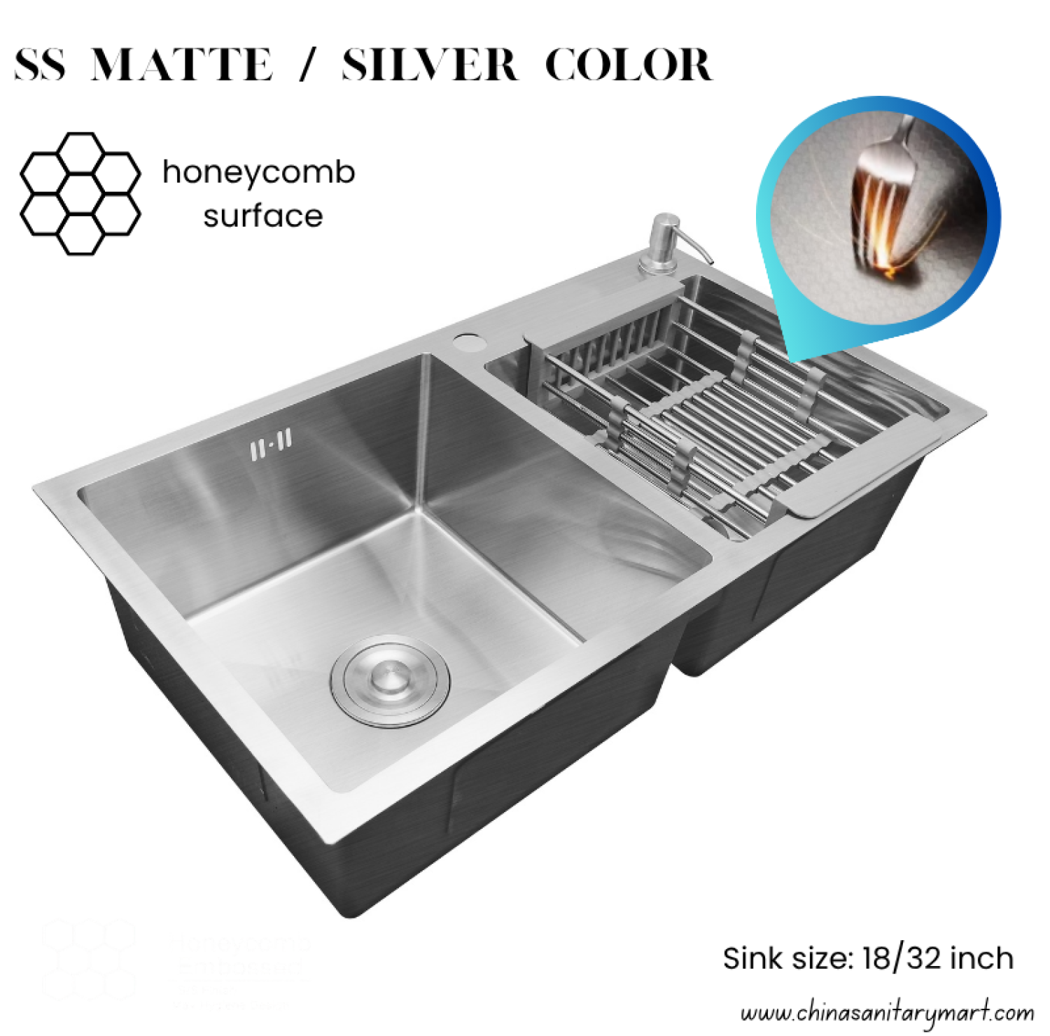 sink,kitchensink,blacksink,sinkcombo,32inchsink,handmadesink, 18/32 Inch Sink matte, honeycomb