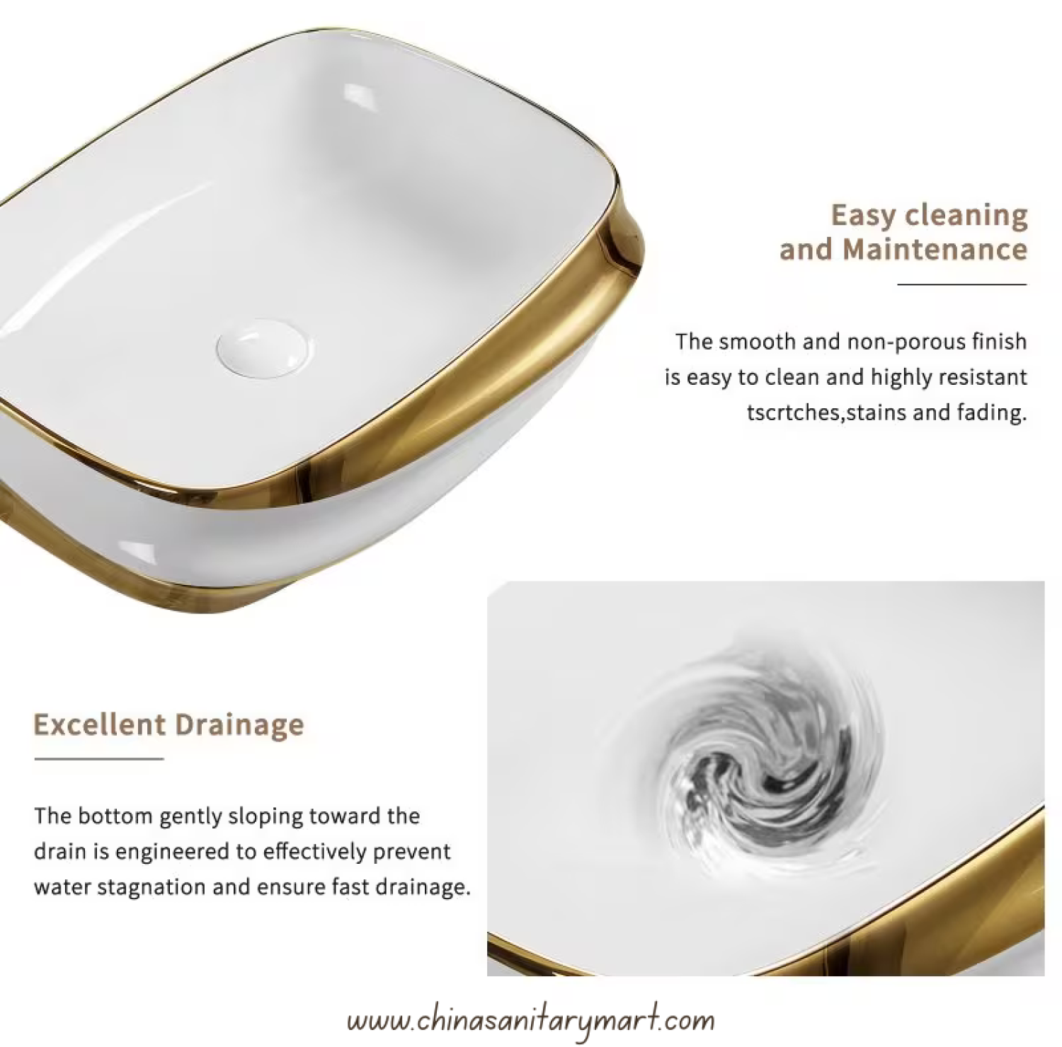 Top Basin, Luxury Basin, Ceramic Wash Basin, Golden Border Basin, Bathroom Basin Bangladesh, Counter Top Basin, Modern Wash Basin, Premium Basin, 24x17 Inch Basin, China Sanitary Mart