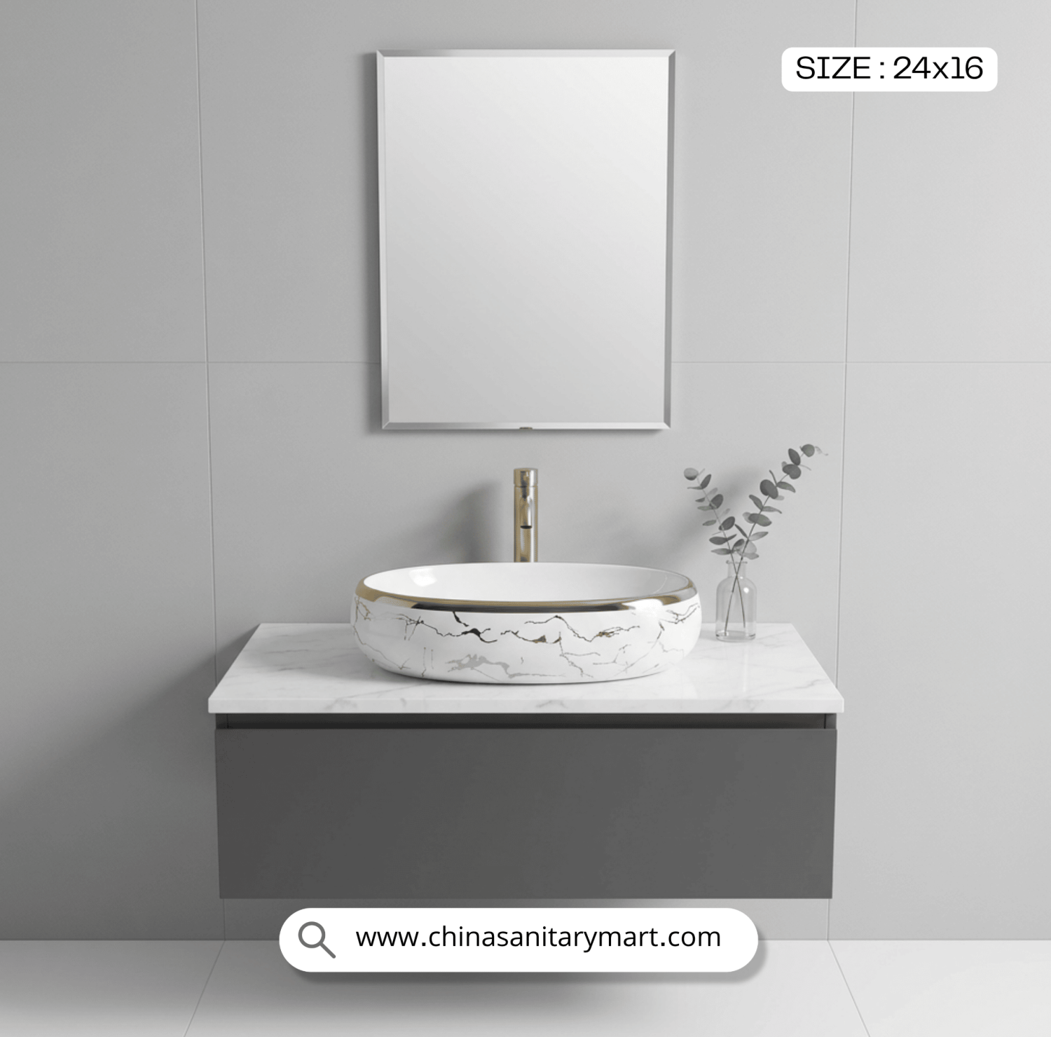 White egg shape basin, 24x16 vessel basin, gold pattern ceramic basin, luxury art basin, modern bathroom washbasin, designer vanity basin, elegant white basin, high-end vessel basin, bathroom decor, contemporary bathroom fixtures.