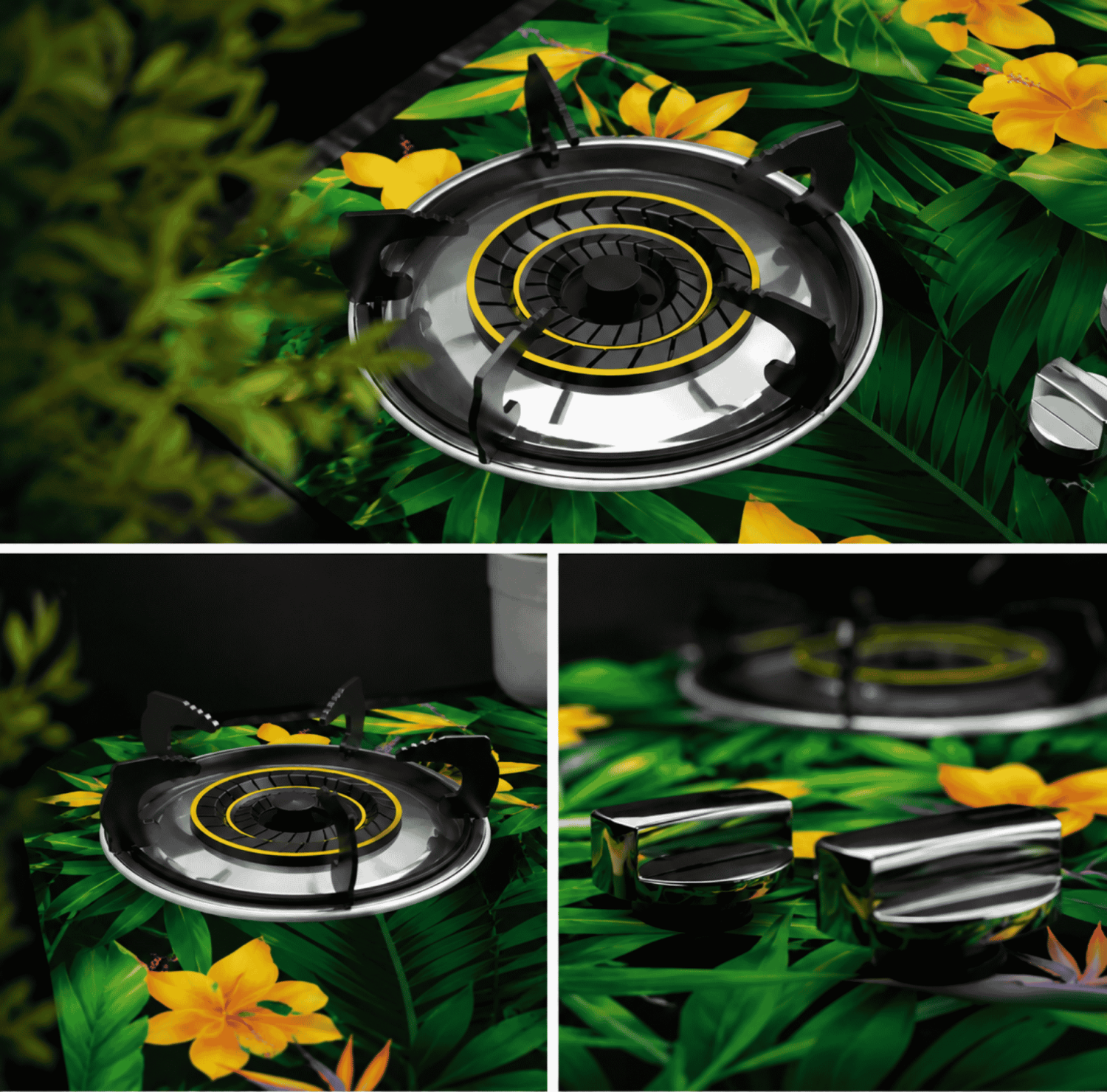 Double burner gas stove, tempered glass cooktop, modern kitchen gas stove, glass top gas panel, high-performance gas stove, sleek kitchen appliances, durable gas cooktop, 2-burner kitchen stove, premium gas range, easy-clean gas burner.