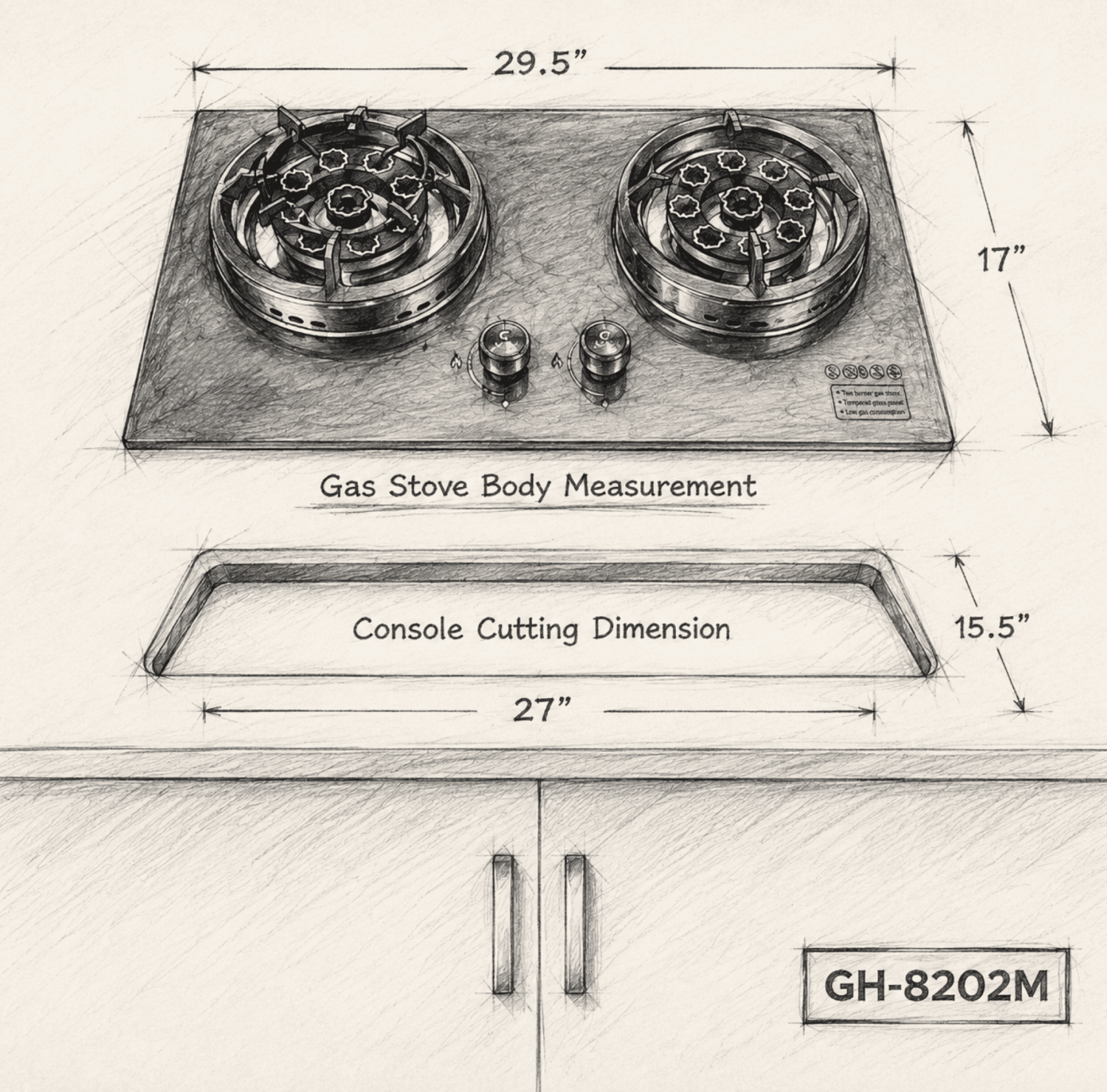 Gazi GH8202M, marble design gas stove, double burner stove, tempered glass cooktop, high-efficiency gas burner, modern kitchen appliance, designer gas stove, durable gas range, luxury cooktop, Gazi gas burner.