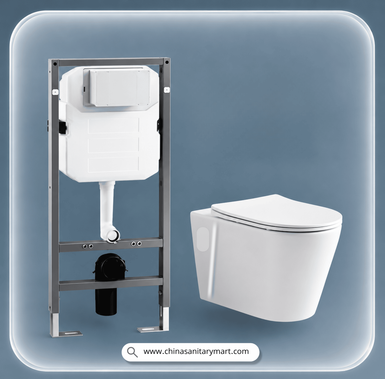 Marquis commode, wall hung toilet, luxury wall mounted commode, modern bathroom sanitary ware, premium ceramic toilet, China Sanitary Mart, space saving commode, white wall hung toilet, minimalist bathroom fittings