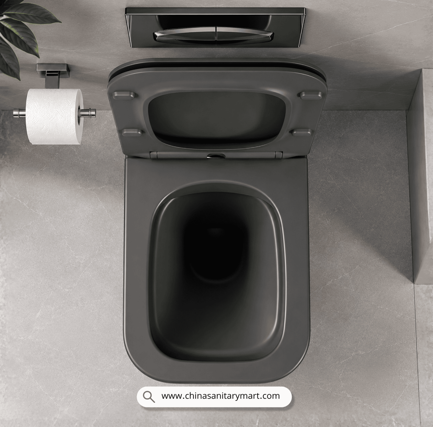 Italian Standard T103MDG, matte dark grey wallcommode, grey wall hung toilet, square wall mounted commode, grey toilet bowl, luxury sanitary ware, premium ceramic toilet, China Sanitary Mart, space saving commode, modern bathroom fittings