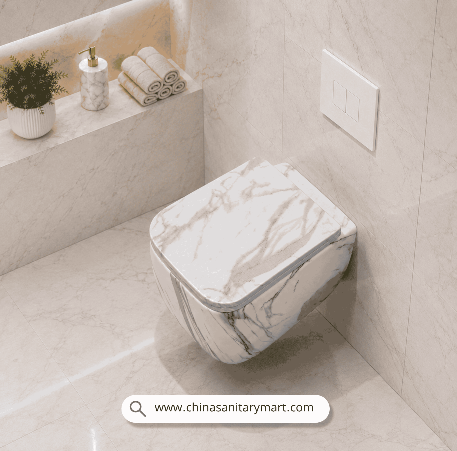IS T106 Wall Hung Commode, White Marble Commode, Marble Finish Toilet, Wall Hung Toilet, Premium Ceramic Commode, Luxury Bathroom Toilet, Concealed Cistern Toilet, Wall Mounted WC, Designer Toilet, Floating Toilet,