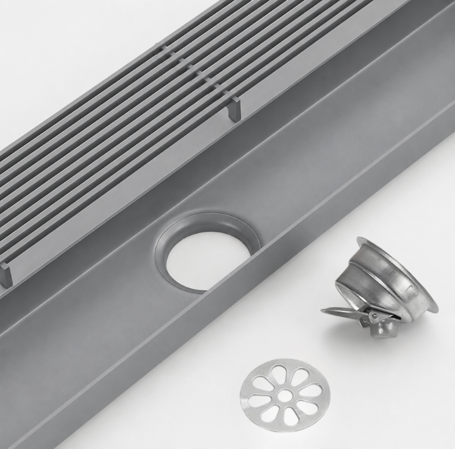 SS Bathroom Drain, 16x3 Inch Drain, Matte Grey Drain, FT Net Drain, Stainless Steel Linear Drain, Bathroom Floor Drain, Shower Drain, Modern Floor Drain, Linear Shower Drain, Grey Floor Drain, Wet Room Drain, Luxury Bathroom Accessories,