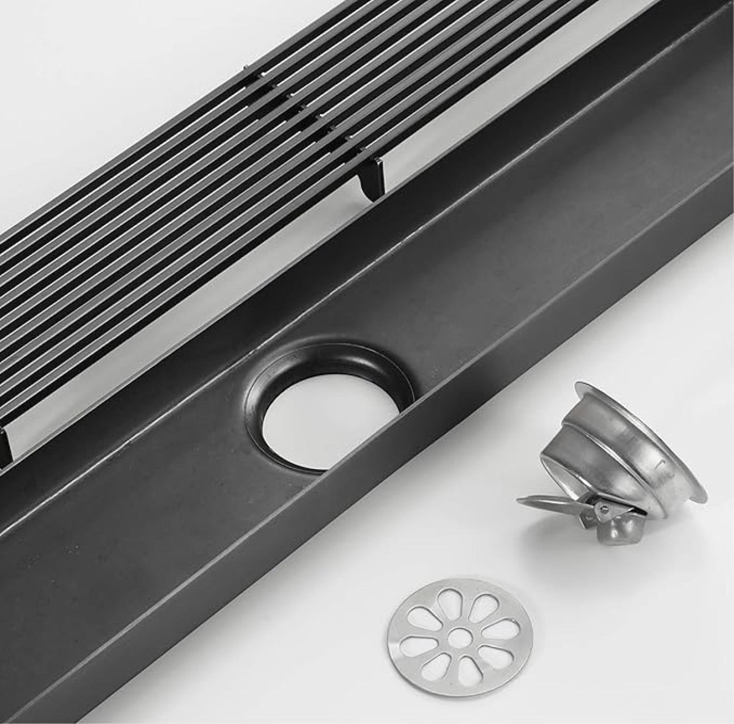 SS Bathroom Drain, Matte Black Drain, 12x3 Inch Drain, Black Floor Drain, FT Net Drain, Stainless Steel Linear Drain, Shower Drain, Bathroom Floor Drain, Luxury Bathroom Drain, Modern Drain Cover, Wet Room Drain, Linear Shower Drain