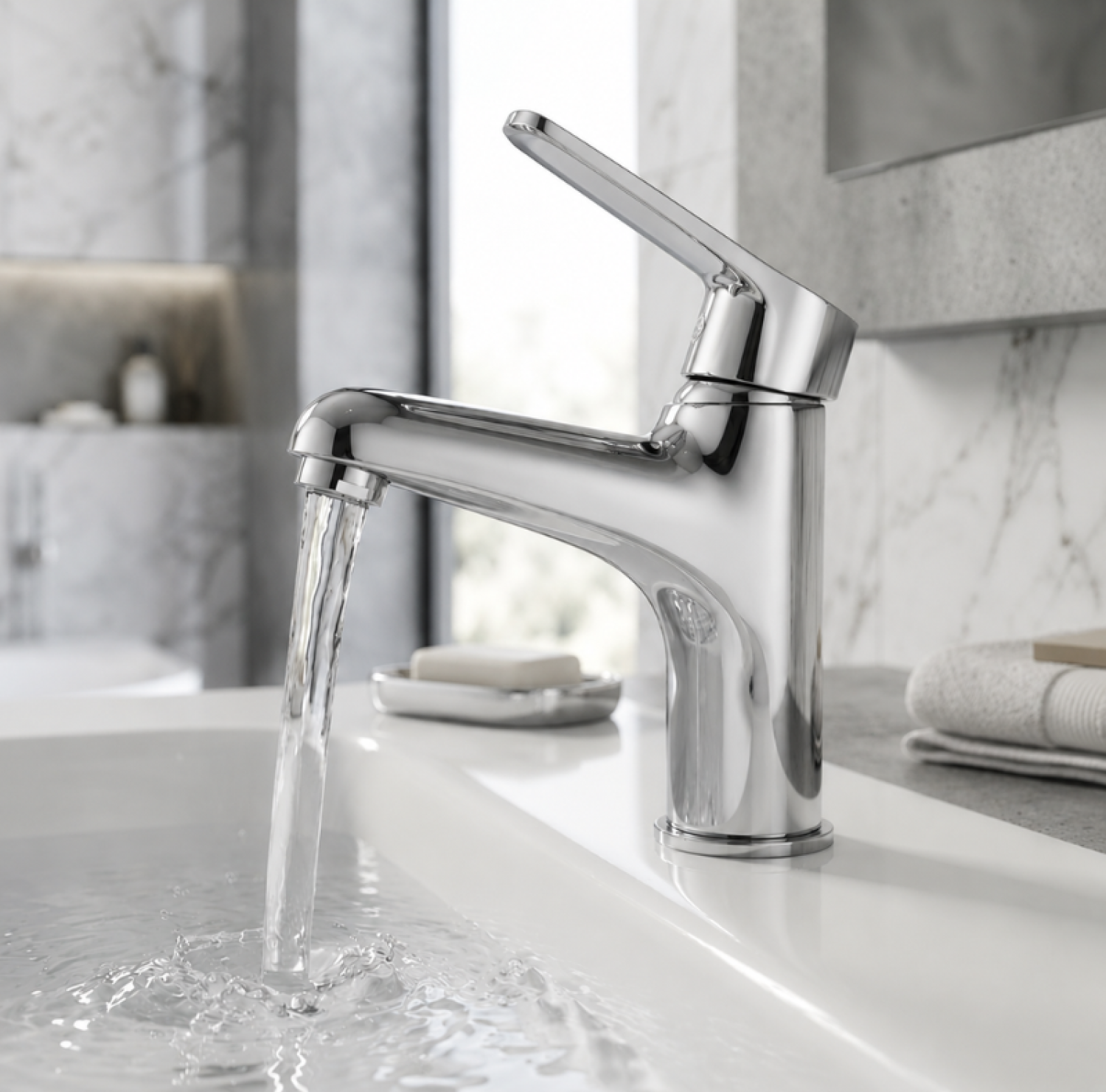 Nushan Basin Mixer, BM-1204, Basin Mixer Tap, Brass Basin Mixer, Chrome Basin Faucet, Bathroom Mixer Tap, Wash Basin Faucet, Single Lever Mixer, Bathroom Tap Bangladesh, Premium Basin Mixer, Modern Bathroom Faucet