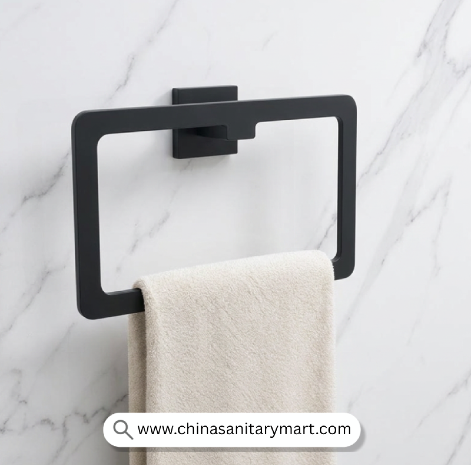 Square Thin Kemu Towel Ring Black, Kemu Towel Ring, Matte Black Towel Ring, Square Towel Holder, Black Towel Ring, Wall Mounted Towel Ring, Modern Towel Holder, Bathroom Towel Ring, Matte Black Bathroom Accessories, Premium Bathroom Hardware