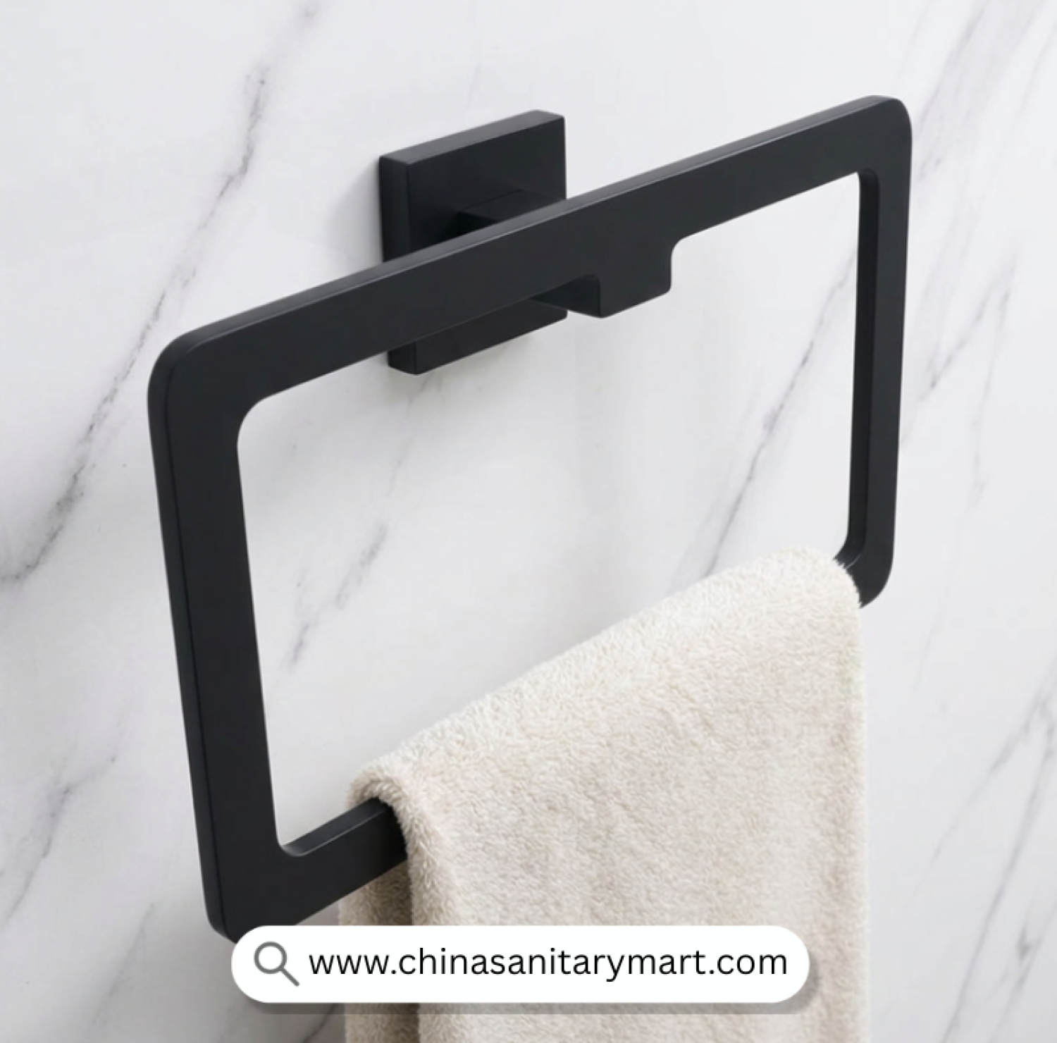 Square Thin Kemu Towel Ring Black, Kemu Towel Ring, Matte Black Towel Ring, Square Towel Holder, Black Towel Ring, Wall Mounted Towel Ring, Modern Towel Holder, Bathroom Towel Ring, Matte Black Bathroom Accessories, Premium Bathroom Hardware