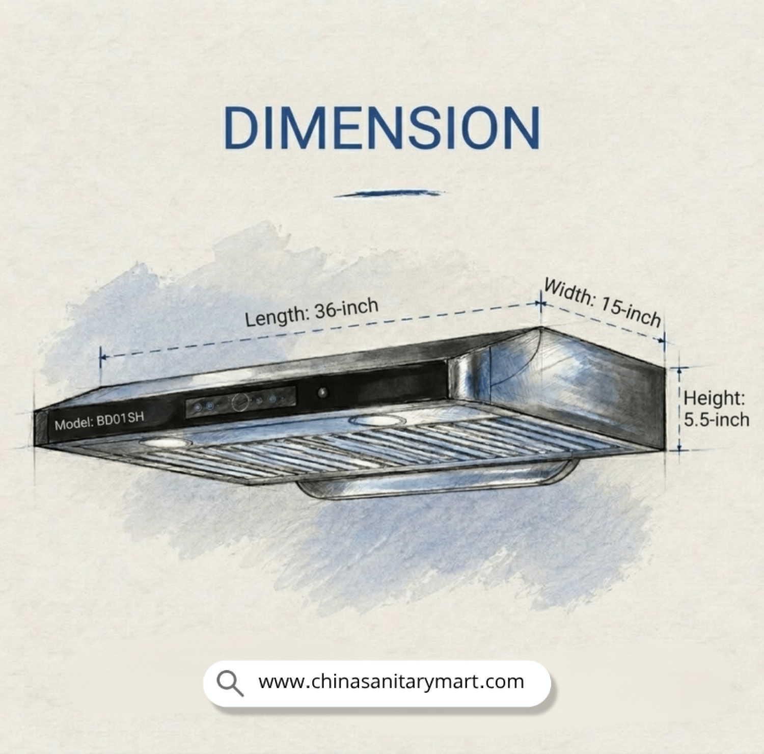 Slim Kitchen Hood-BD01SH, 36 Inch Kitchen Hood, Hood, BD01SH Price in BD, Compact Kitchen Chimney, Low Profile Kitchen Hood, 30" Kitchen Exhaust, Kitchen Hood for Small Kitchen, Stainless Steel Slim Hood, Kitchen Hood Bangladesh.