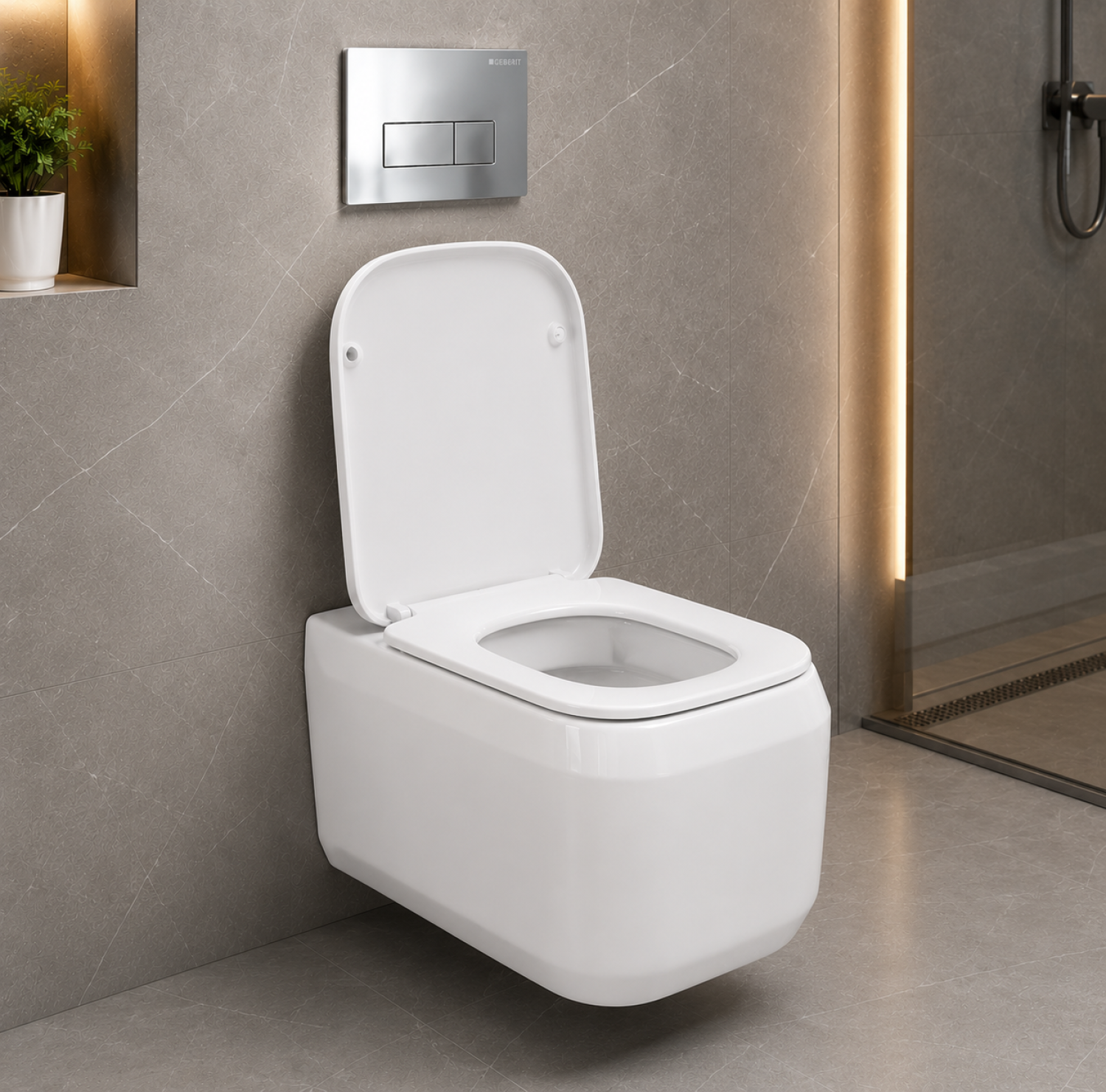 Model-T108W, Wall Hung Commode, Wall Hung Toilet, Rimless Tornado Flush, Soft Close Seat, UF Seat Cover, Premium Ceramic Toilet, Concealed Cistern Toilet, Wall Mounted Toilet, Modern Bathroom Commode, 1280°C Fired Ceramic, China Sanitary Mart