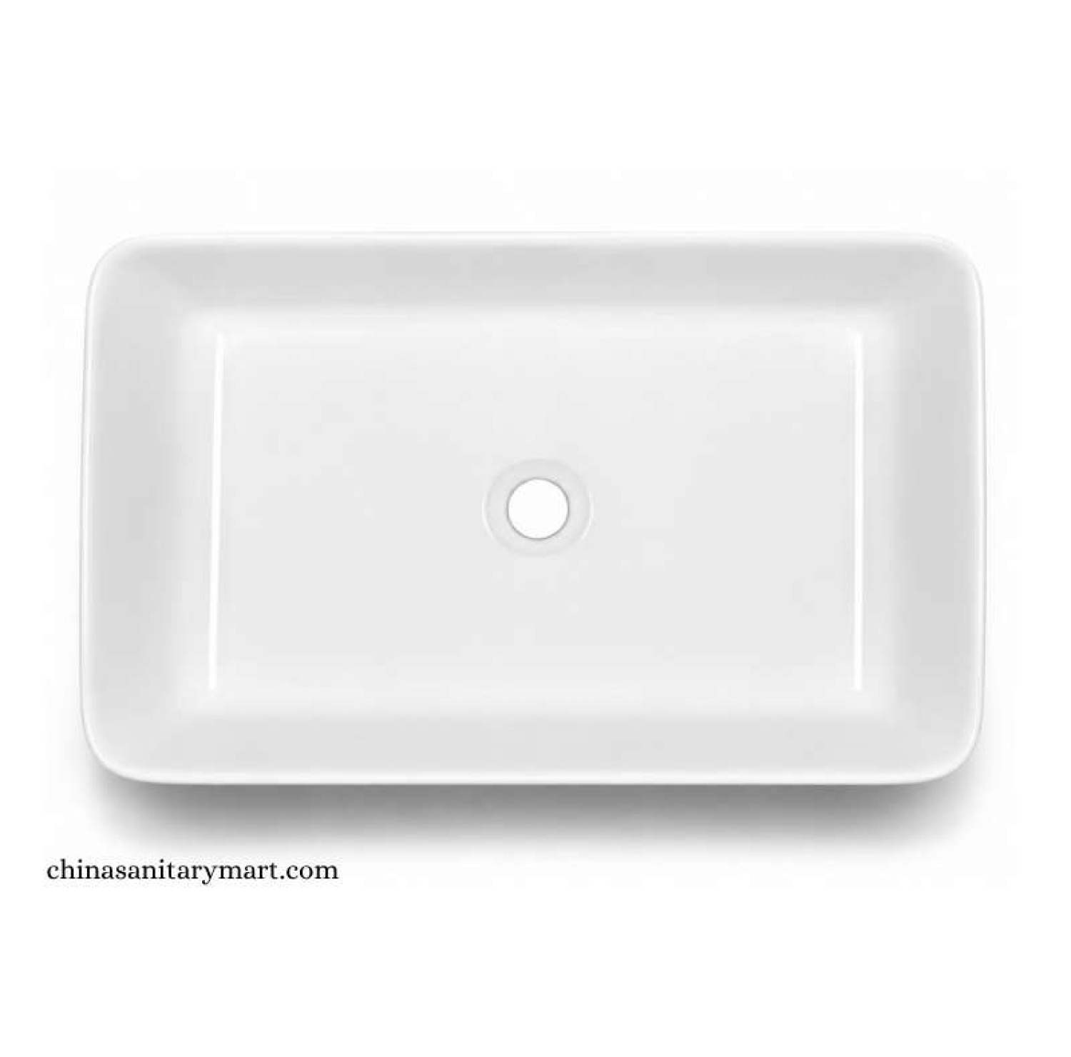 IS-A3068 14.5×23 Inch White Marble Top Basin with premium ceramic construction, glossy white finish, rectangular countertop design, spacious wash bowl, scratch-resistant surface, and modern luxury bathroom for residential and commercial use.