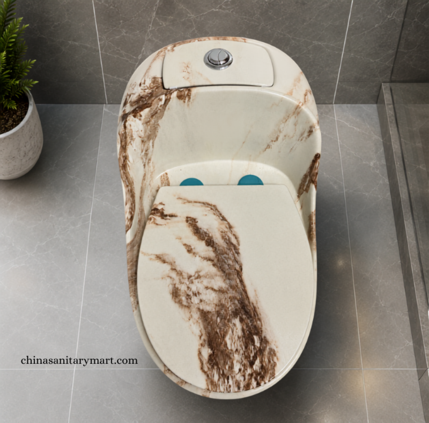 IS-T303MBD Tornado Jet Flush Ivory Marble Shed One Piece Commode with an elegant ivory marble finish, premium sanitary ceramic construction