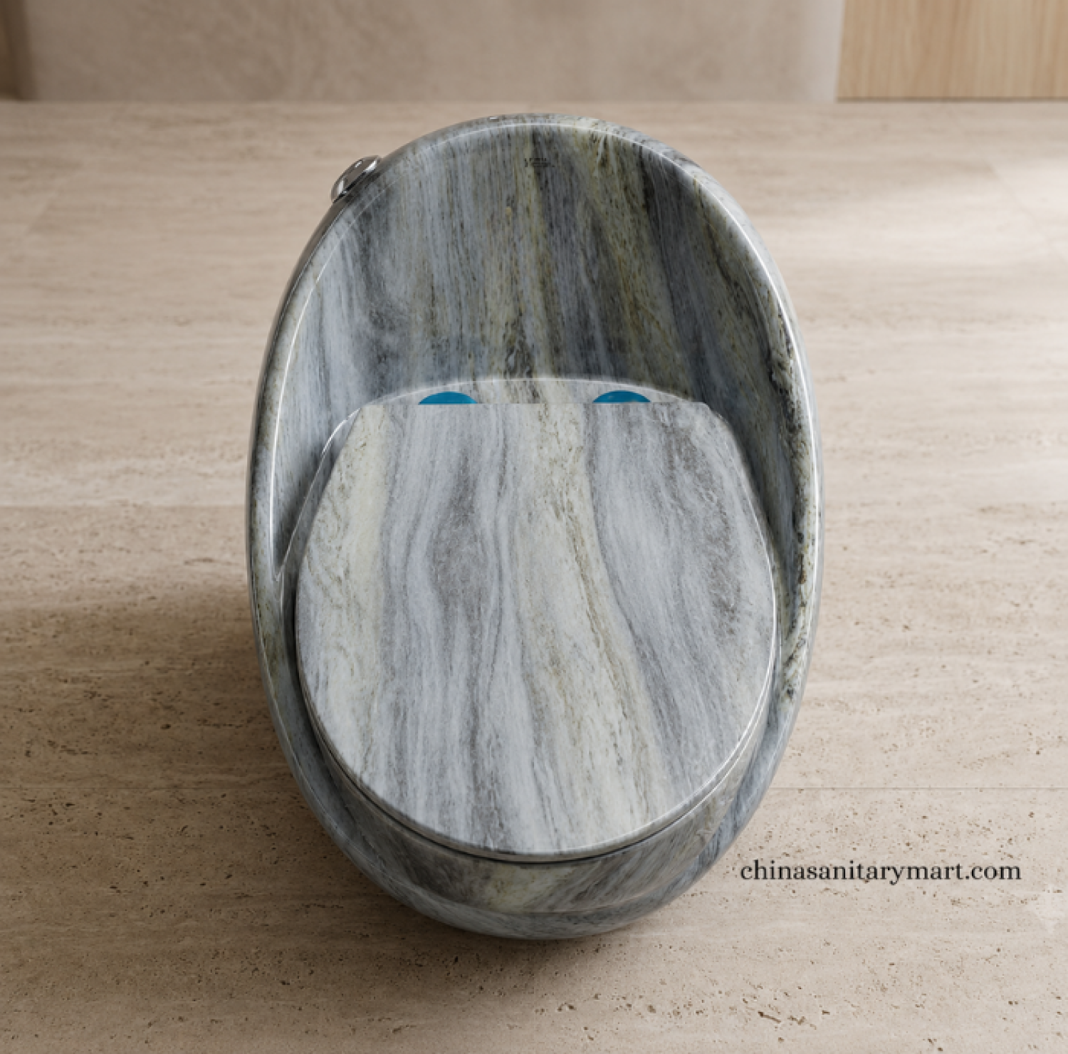 IS-T406C Matte Marble Shed One Piece Commode featuring a luxurious matte grey marble finish, premium sanitary ceramic construction