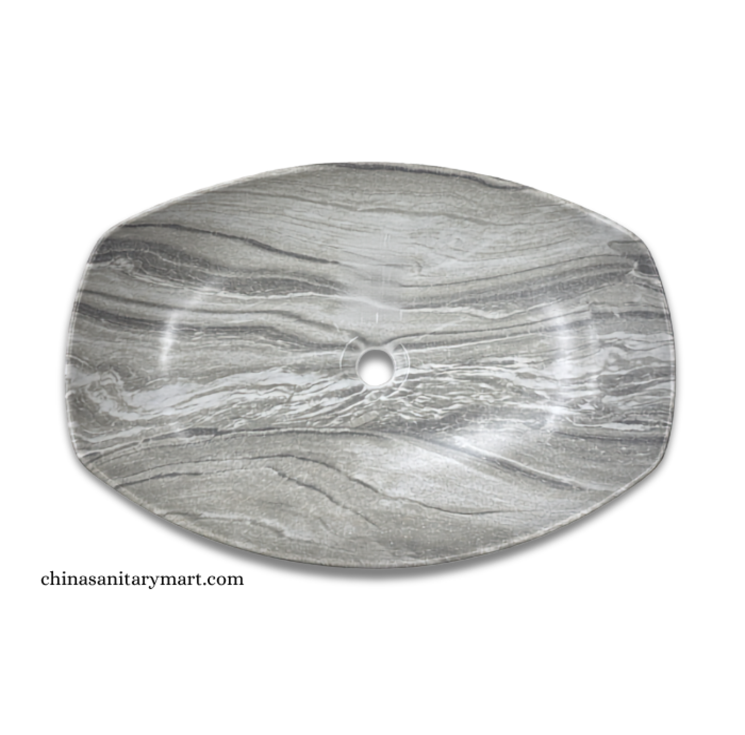 IS-A5166MB 16×22 Inch Matte Grey Marble Shed Top Basin with premium ceramic construction, natural grey marble finish, luxury countertop design