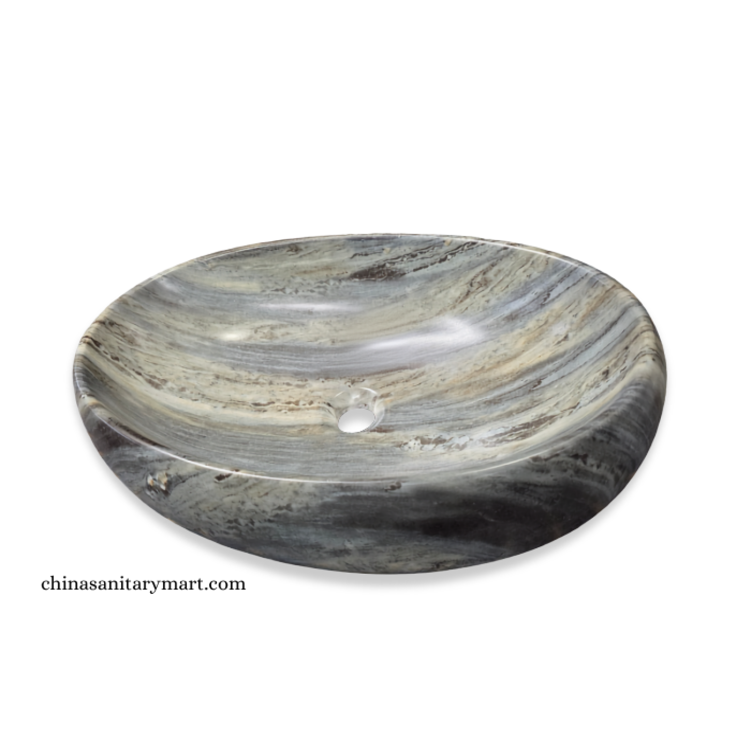 IS-A3352C 16×24 Inch Matte Marble Shed Oval Top Basin with premium ceramic construction, luxurious grey marble-inspired finish