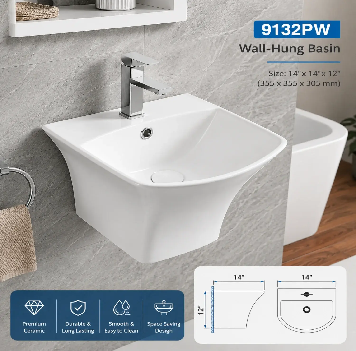 basin, wall hung basin,