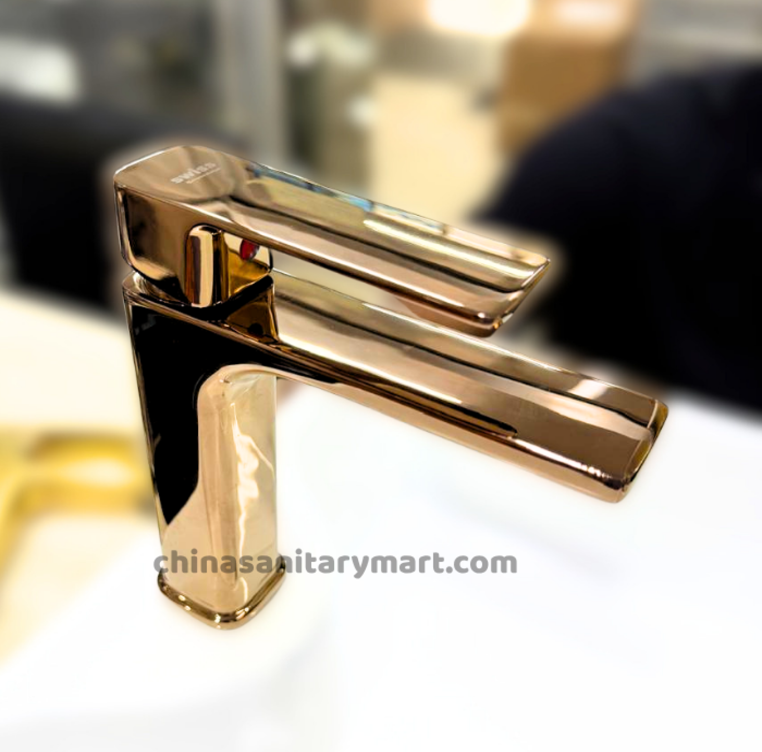 6 inch rose gold basin mixer,SS rose gold basin mixer,mirror rose gold basin mixer,rose gold basin faucet,stainless steel basin mixer,SS basin faucet,single lever basin mixer,deck mount basin mixer,bathroom basin tap,China Sanitary Mart