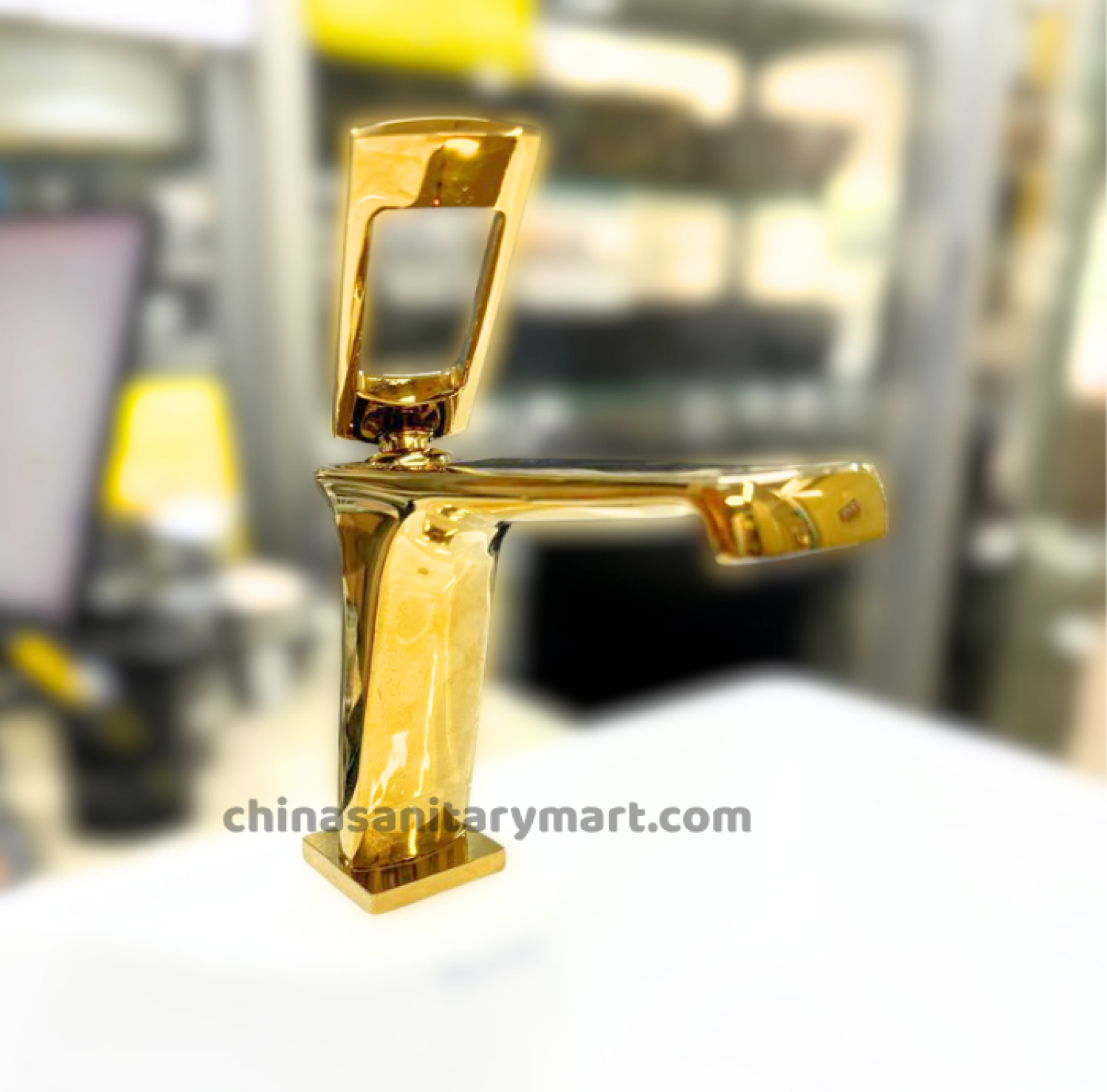 6 inch unique lever basin mixer,SS golden basin mixer,mirror gold basin mixer,unique lever basin faucet,golden basin faucet,stainless steel basin mixer,SS basin faucet,deck mount basin mixer,bathroom basin tap,China Sanitary Mart