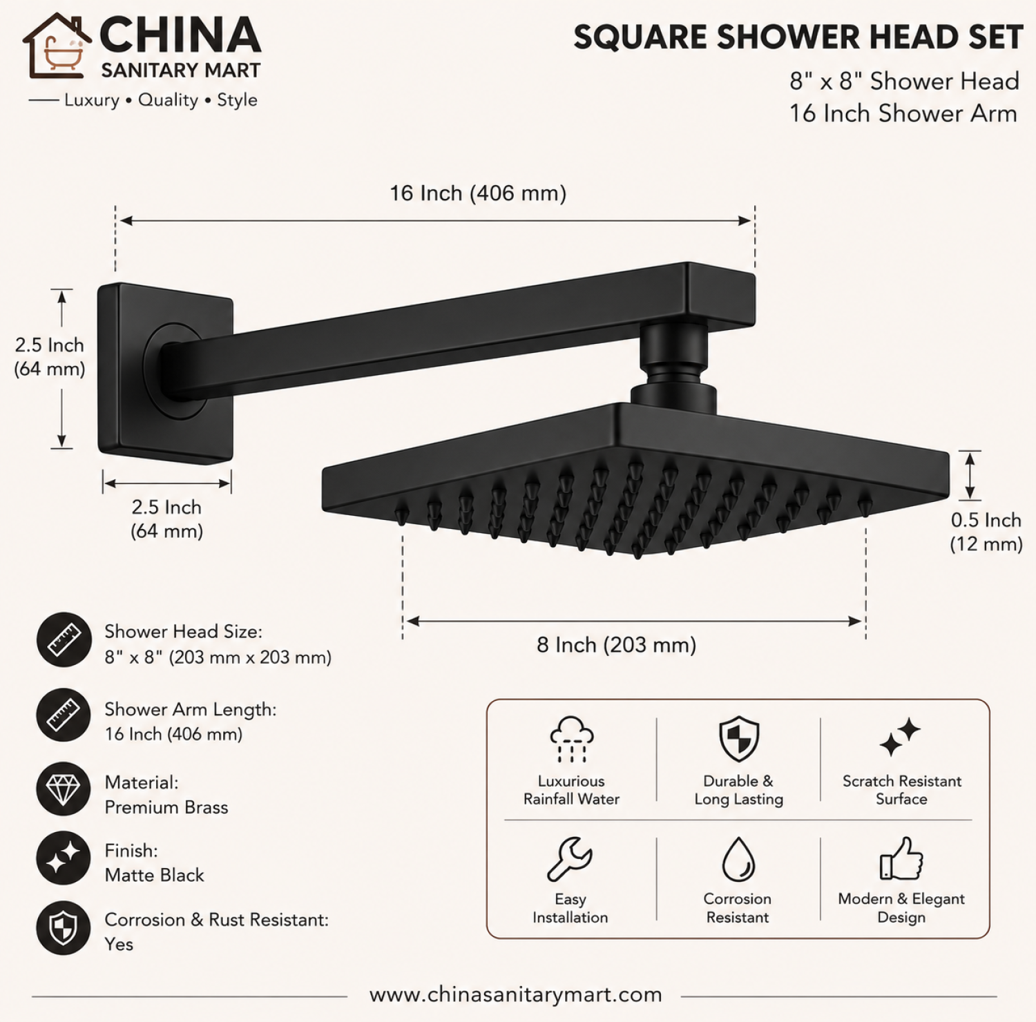 rain shower, shower, matte Black shower