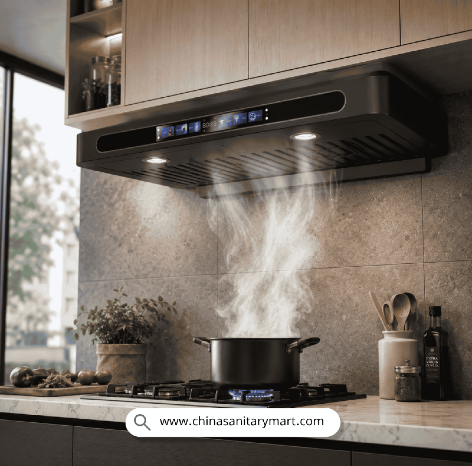 DORFEN DF-KH5A, 30 Inch Kitchen Hood BD, Slim Kitchen Chimney, Smart Hood, Dorfen Hood Price in Bangladesh, Compact Kitchen Exhaust, Touch Control Chimney, China Sanitary Mart Appliances.