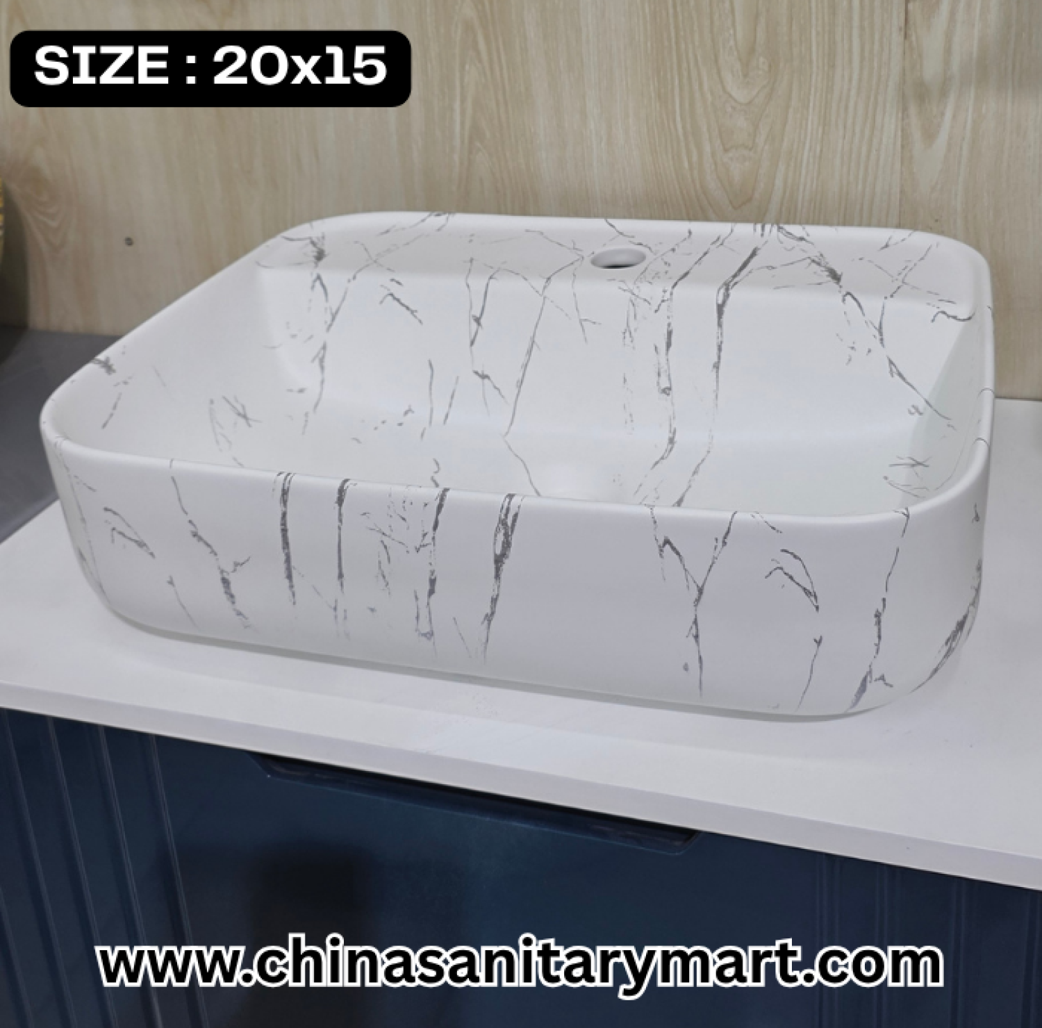 White Marble Black Pattern Basin, 8207-D1, 20x16 Top Basin, Modern Bathroom , Luxury Sanitaryware, China Sanitary Mart, বাথরুমের বেসিন, মার্বেল ফিনিশ বেসিন, মিরপুর স্যানিটারি শপ, ডিজাইনার বেসিন।