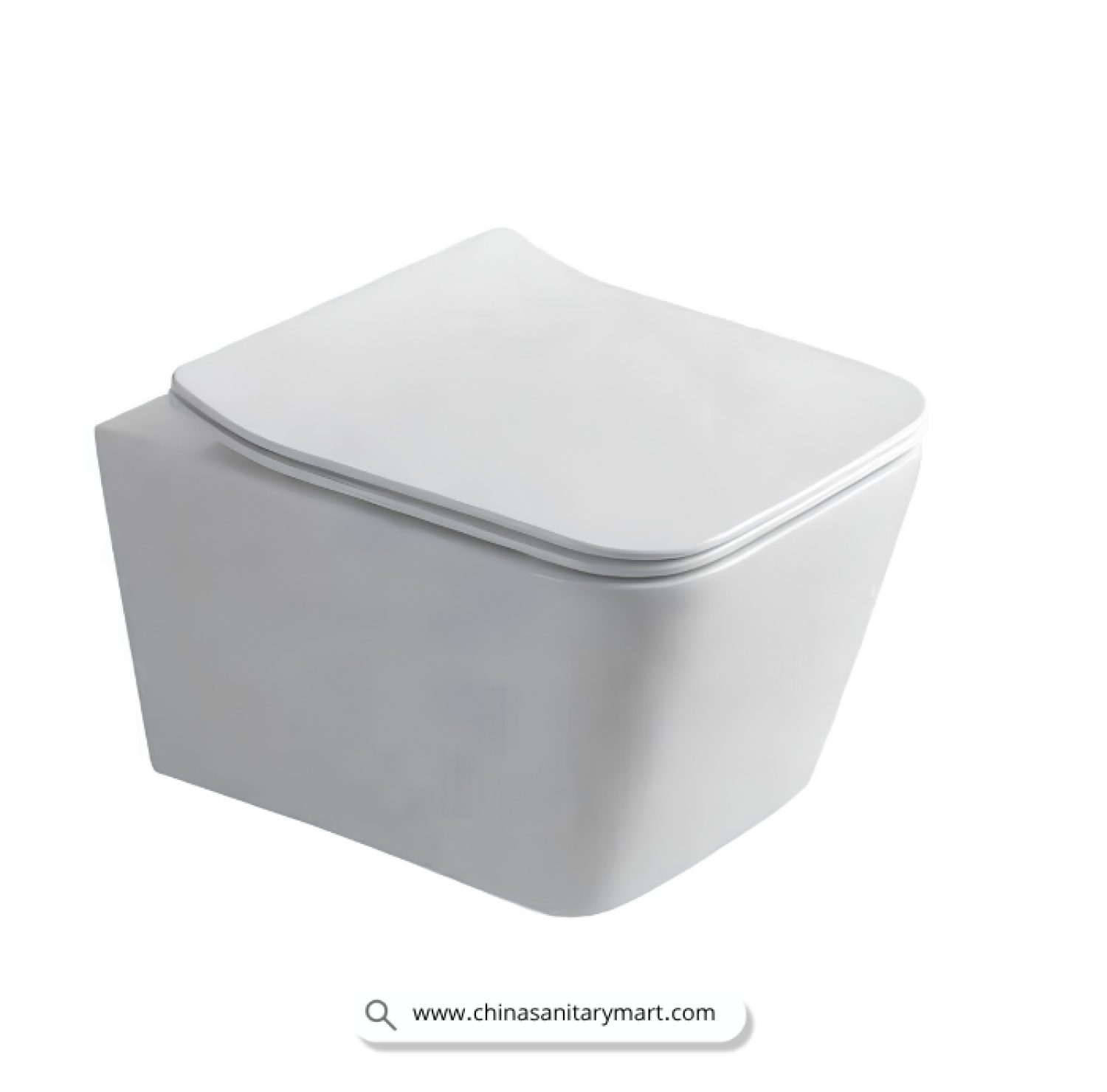 Italian Standard T103 SQ, white wall hung toilet, square toilet bowl, square wall mounted commode, luxury sanitary ware, premium ceramic toilet, China Sanitary Mart, space saving commode, modern bathroom fittings