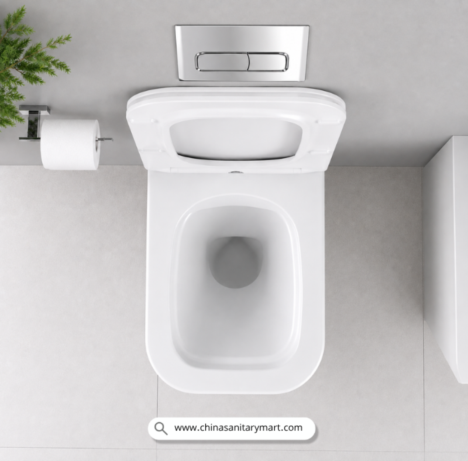 Italian Standard T103 SQ, white wall hung toilet, square toilet bowl, square wall mounted commode, luxury sanitary ware, premium ceramic toilet, China Sanitary Mart, space saving commode, modern bathroom fittings