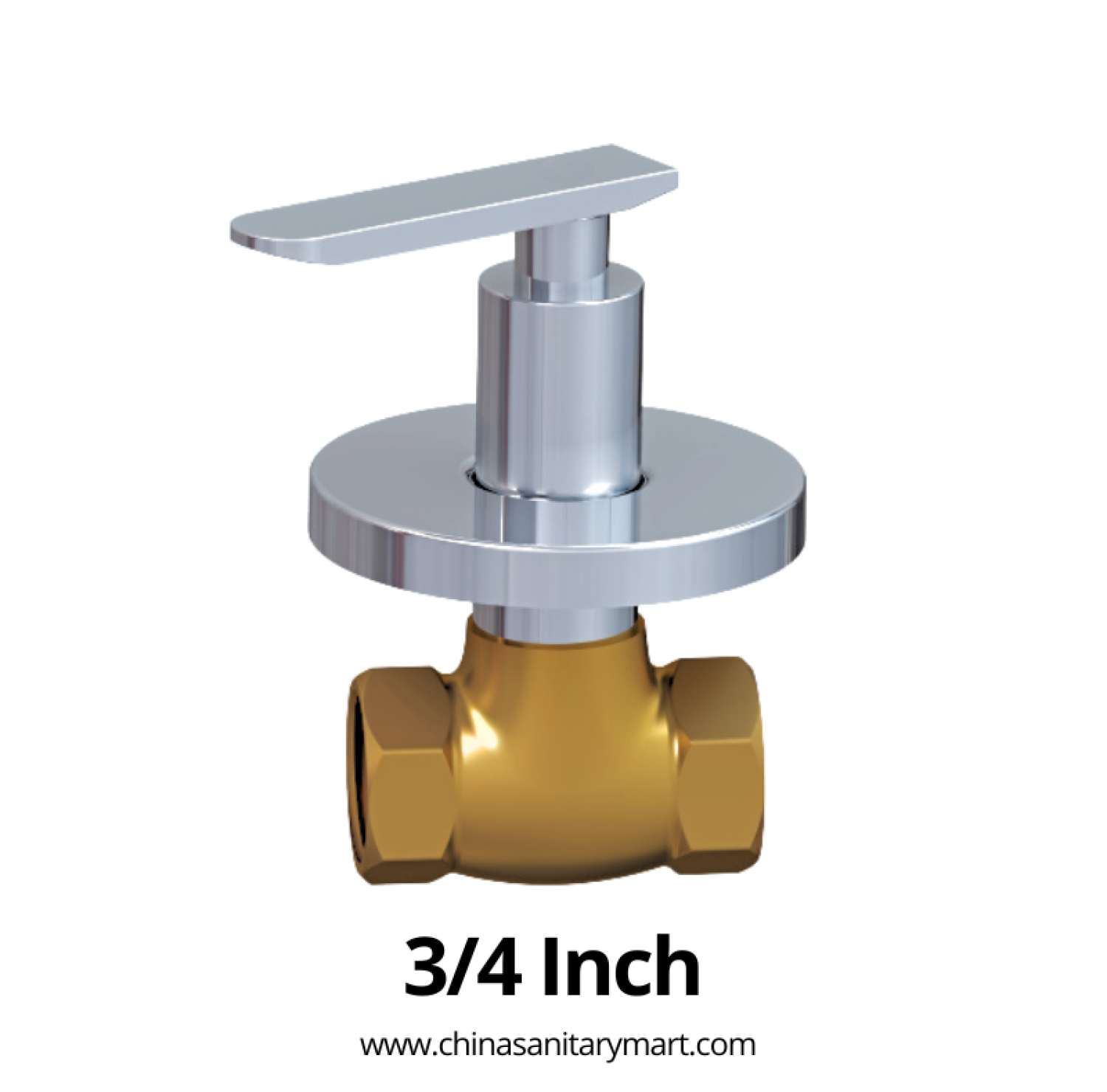 AST Concealed Stop Cock 3/4 Inch Alena, round brass stop cock, chrome concealed valve, 3/4 inch bathroom stop cock, concealed bathroom fitting, AST sanitary fittings