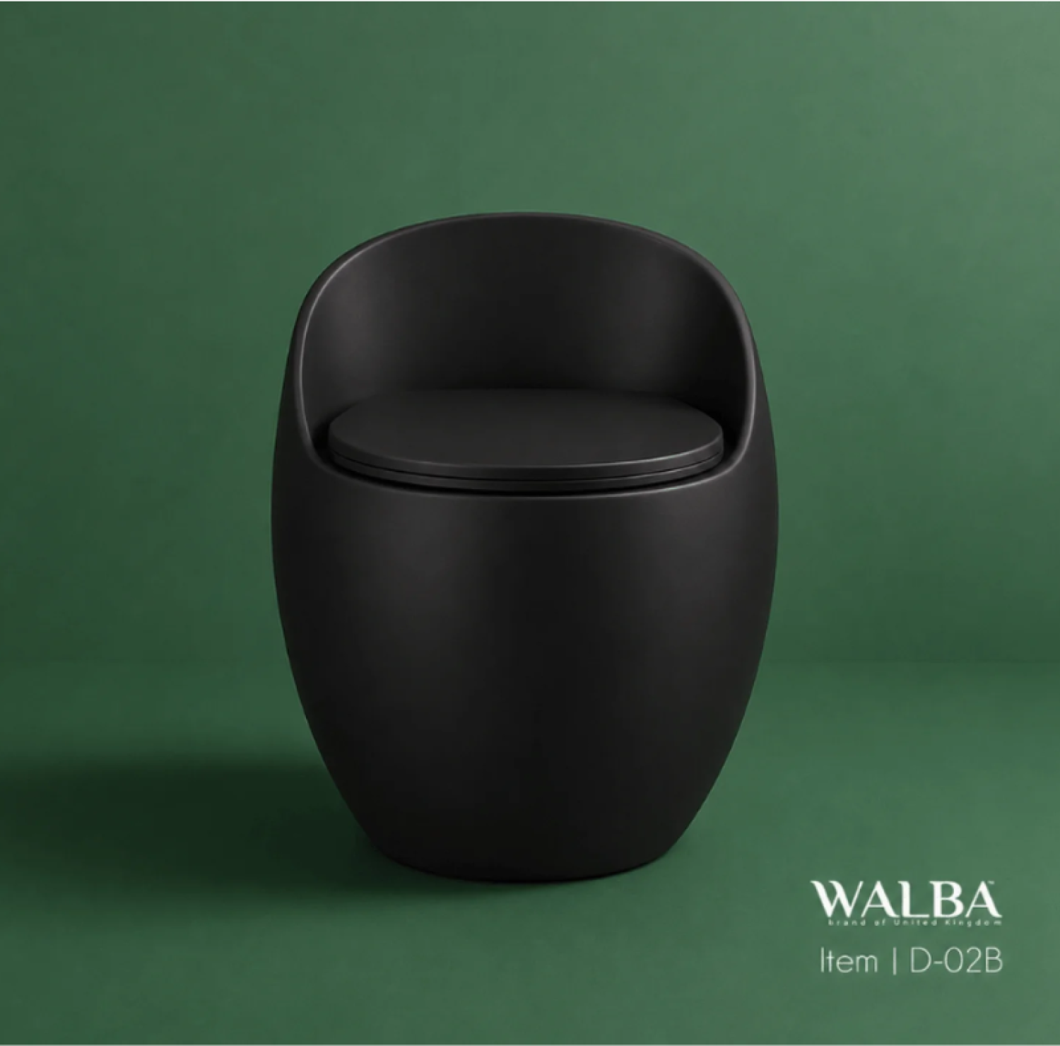 Walba Egg Shape Commode Matte Black D02B, Walba D02B one piece toilet, matte black egg shape commode, modern black toilet, S trap toilet 300mm, premium matte black commode, Walba bathroom toilet