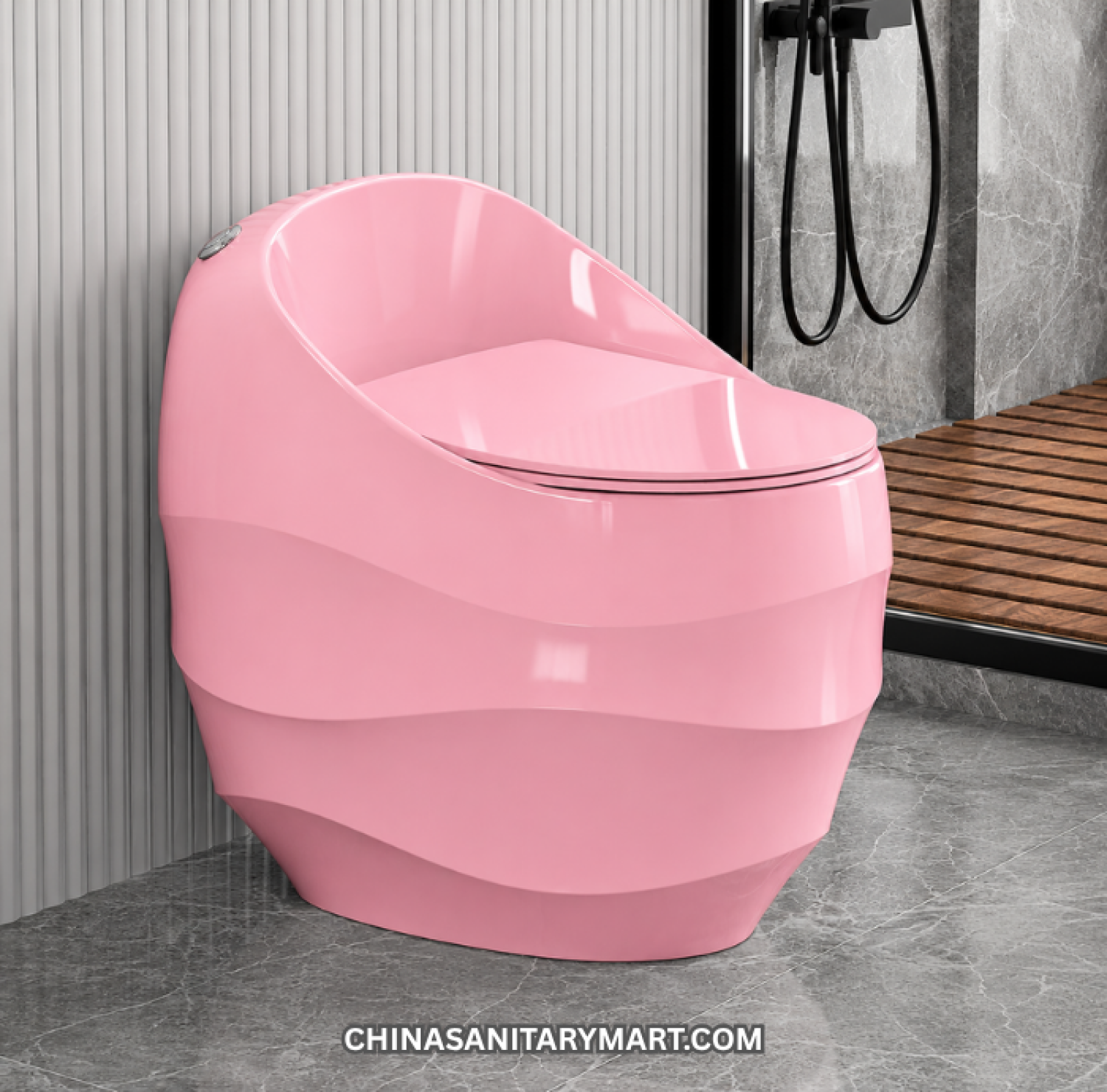 Pink Marble Shed Wave D Commode 26x19x24 Inch, Pink D Shape Commode, Pink Marble Toilet Commode, Pink Shed Wave Commode
