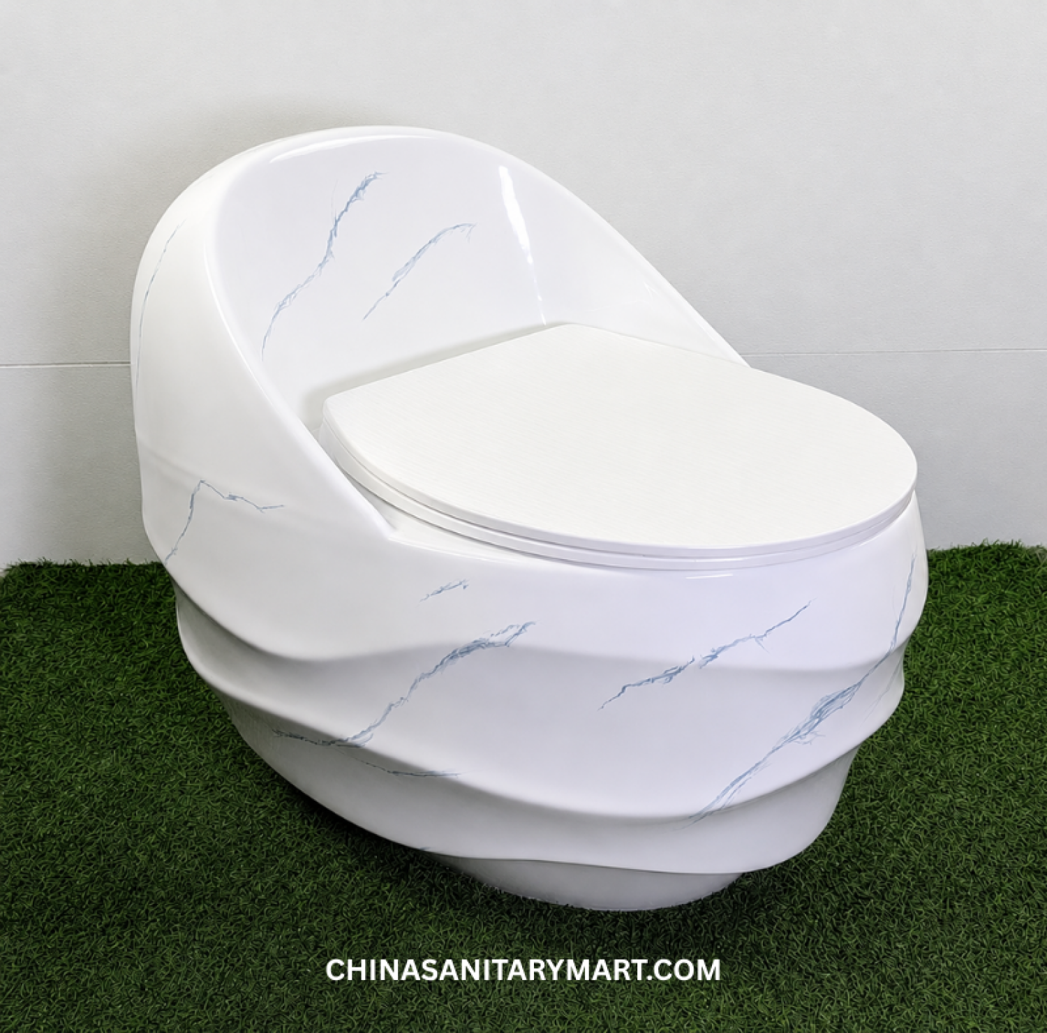 3048M White Marble Shade Egg Shape Tornado Jet Flush High Wave D Commode, 3048M white marble commode, egg shape high wave D commode, tornado jet flush one piece commode