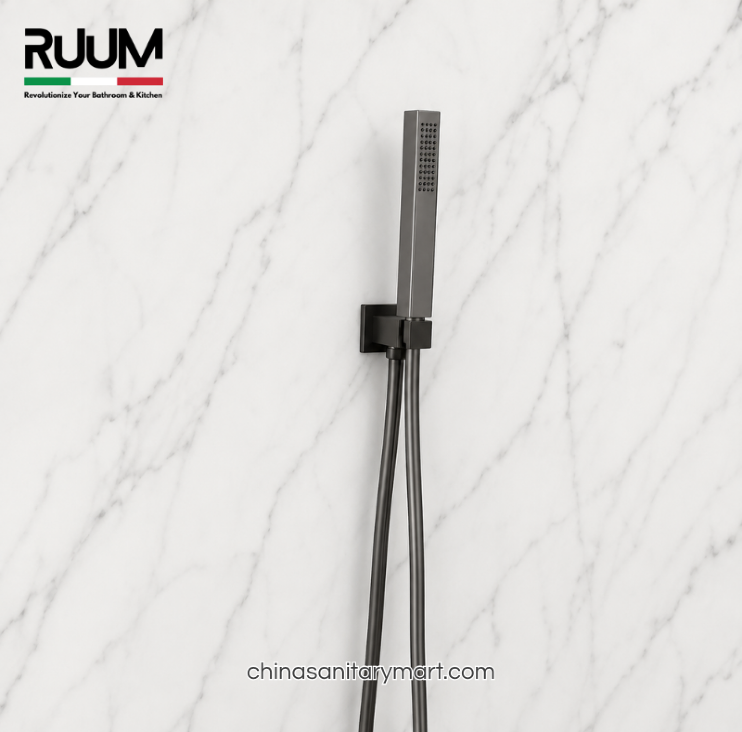five way shower mixer gun metal, push button shower system, gun metal concealed shower mixer, rain shower hand shower set, RUUM shower mixer