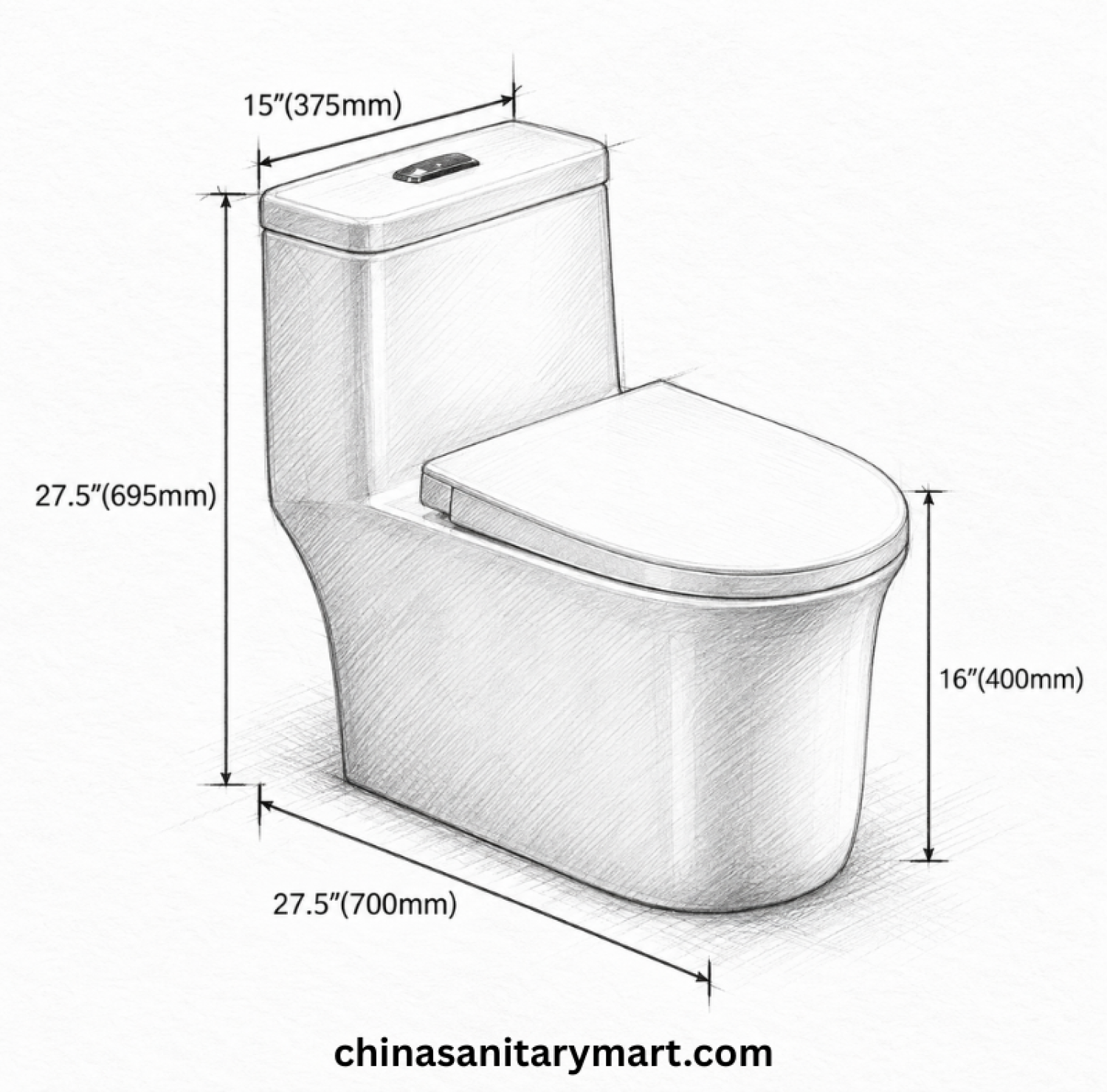 IS-T3923 Tornado Jet Flush Commode, IS-T3923 One Piece Commode, Tornado Jet Flush Toilet, White Modern Commode, One Piece Toilet