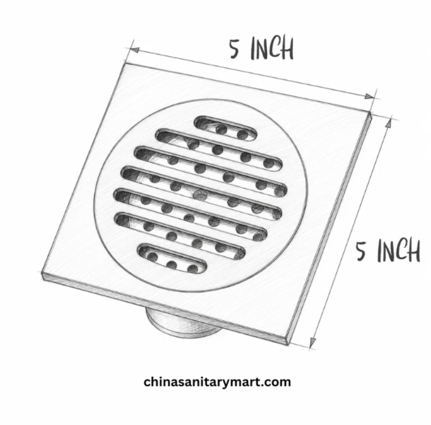 5 inch Ft Model B1 golden bathroom floor drain, golden square bathroom drain, slotted floor drain cover, China Sanitary Mart
