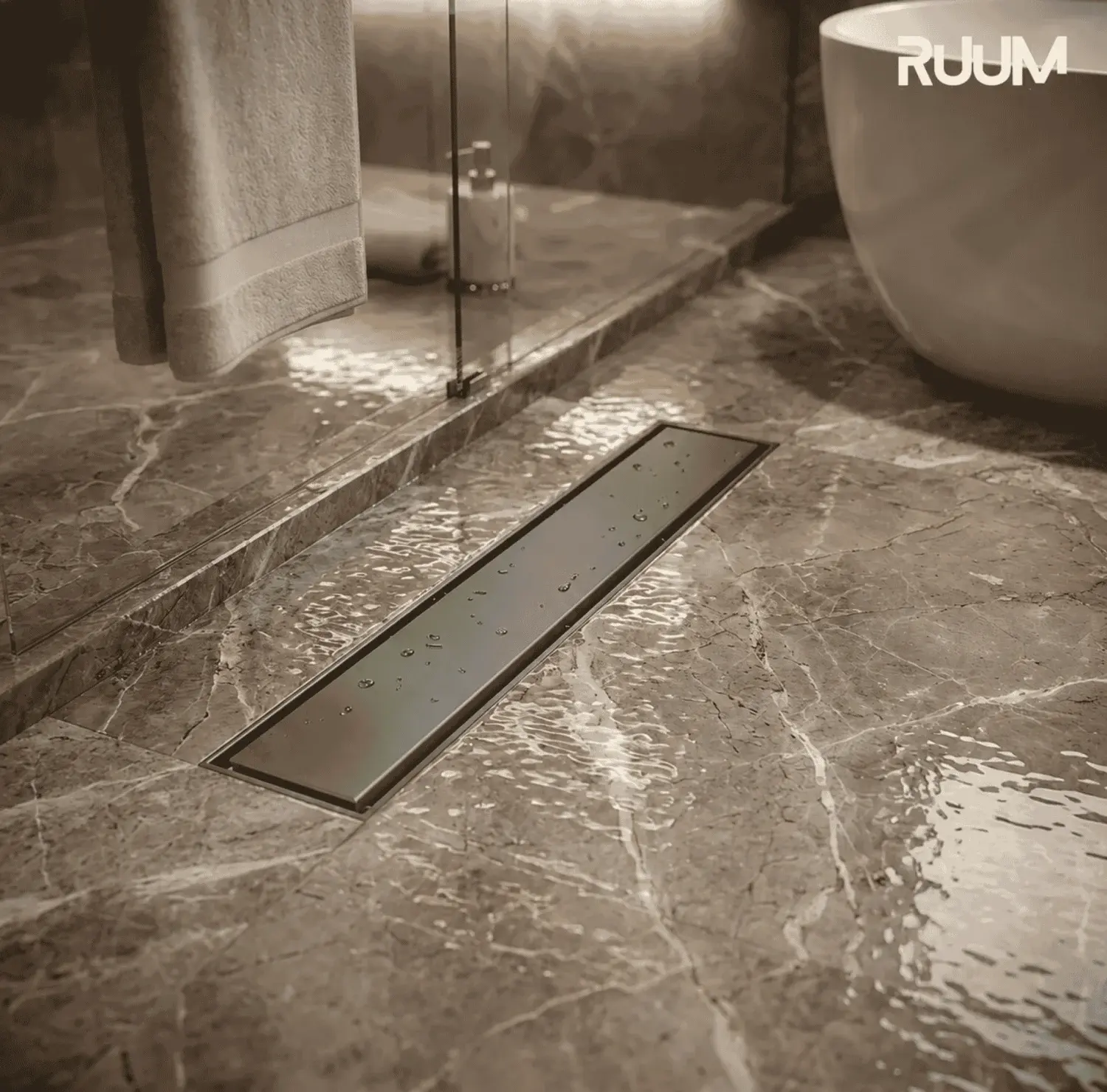 12/3 Inch Floor Drain, Gun Metal Floor Drain, Side Hole Drain, Linear Drain, Stainless Steel Drain, Tile Insert Drain, Tiles Cover Drain, Shower Drain, Bathroom Floor Drain, Concealed Drain Cover, Premium Drain Channel, Luxury Bathroom Drain,