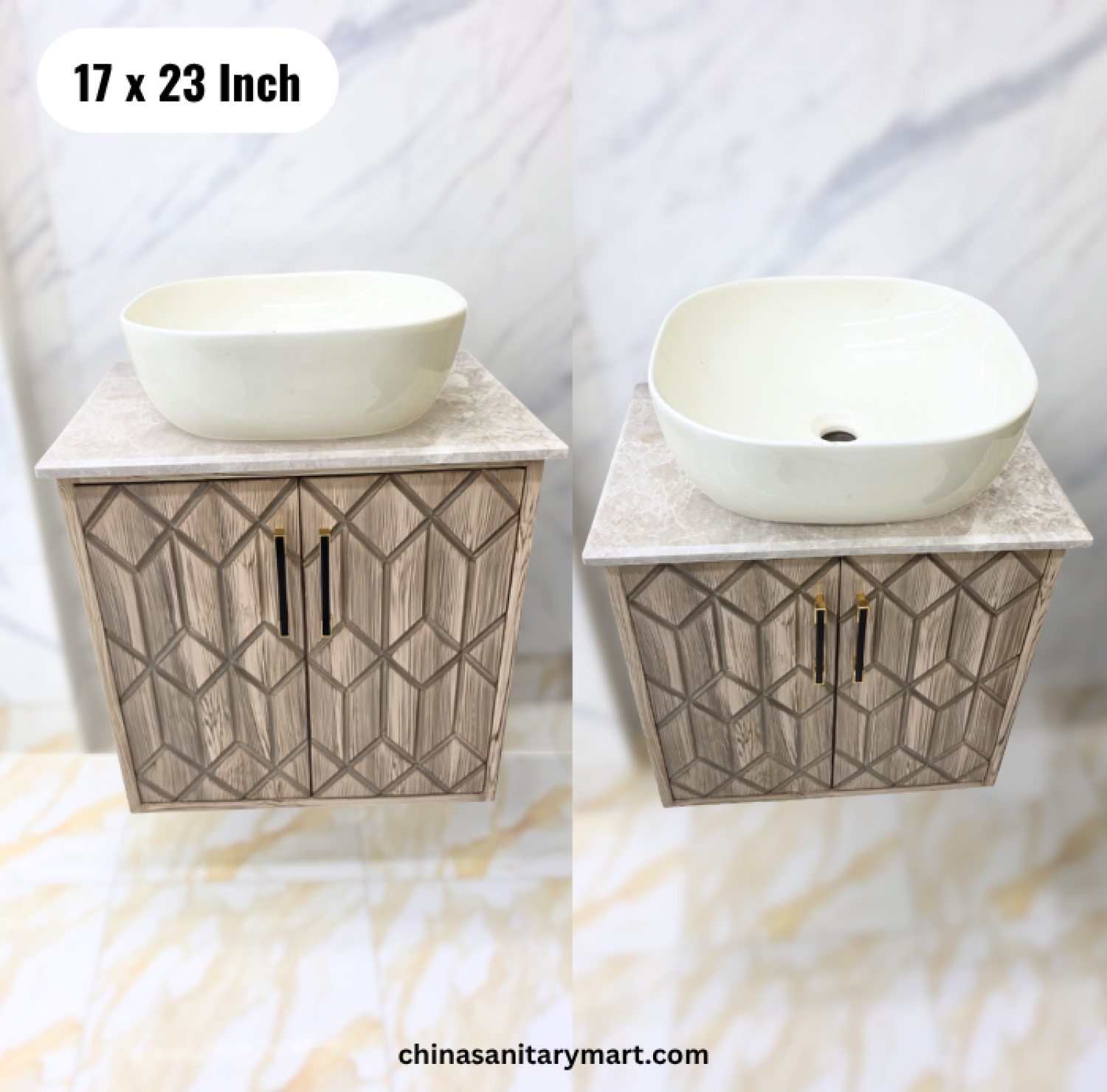 17x23 wooden texture basin cabinet, wooden bathroom vanity, wooden basin cabinet with top basin, vanity with and mirror, bathroom vanity Bangladesh
