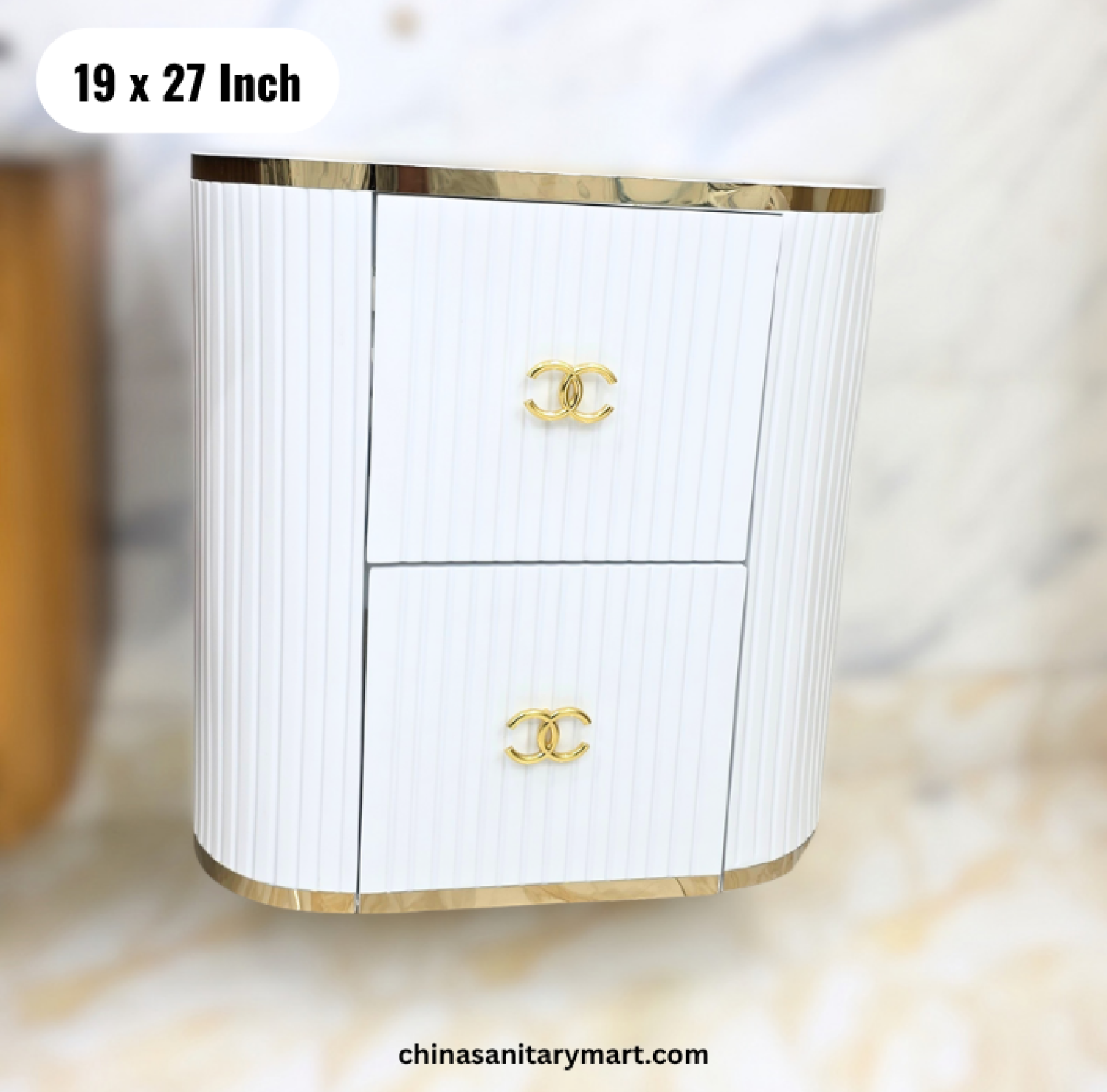19x27 white gold basin cabinet, white top basin vanity, luxury white gold bathroom cabinet, basin cabinet and mirror, vanity Bangladesh