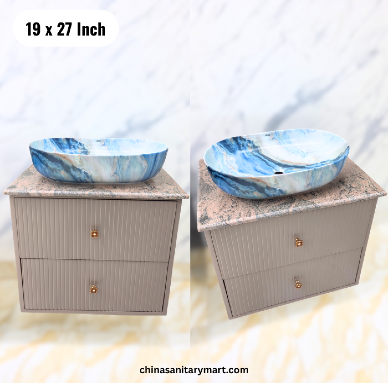 19x27 blue marble basin cabinet, blue marble top basin vanity, bathroom cabinet, basin cabinet with mirror, blue marble basin cabinet Bangladesh