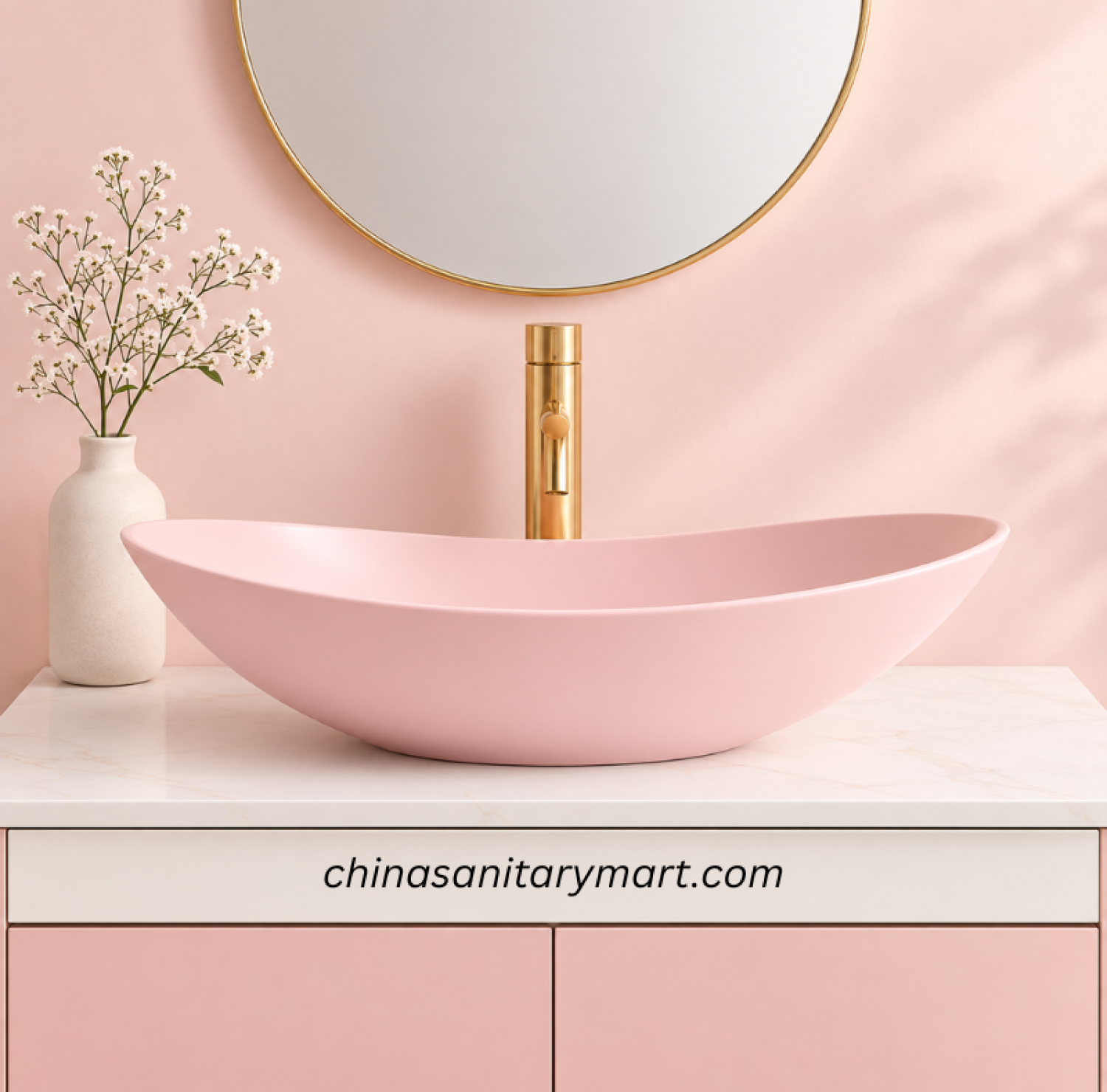IS-A888MP pink boat shape top basin, pink countertop wash basin, boat shape bathroom basin, designer pink top basin