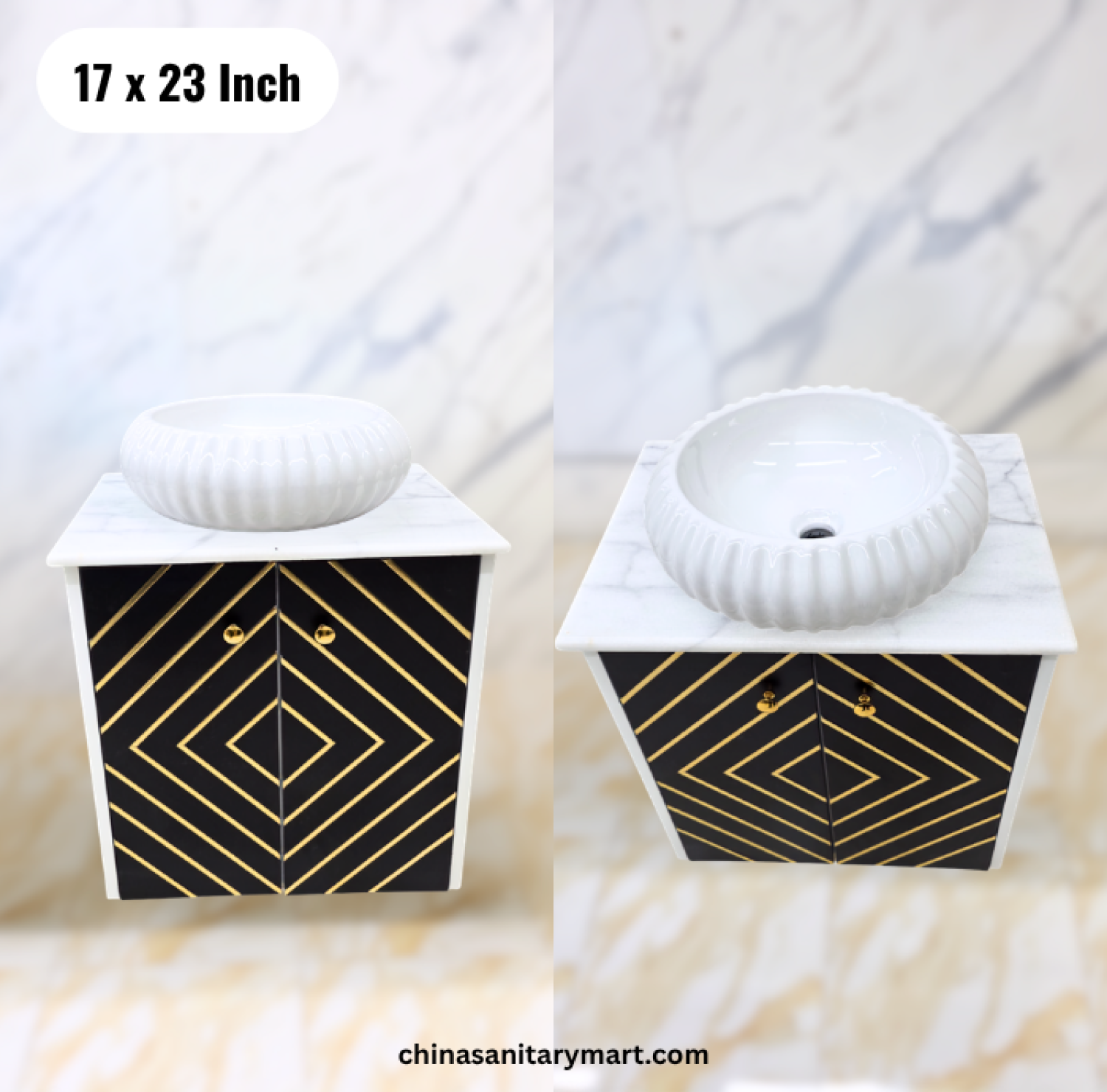 17x23 black gold basin cabinet, bathroom vanity, black gold counter basin cabinet, white counter basin , bathroom vanity with mirror