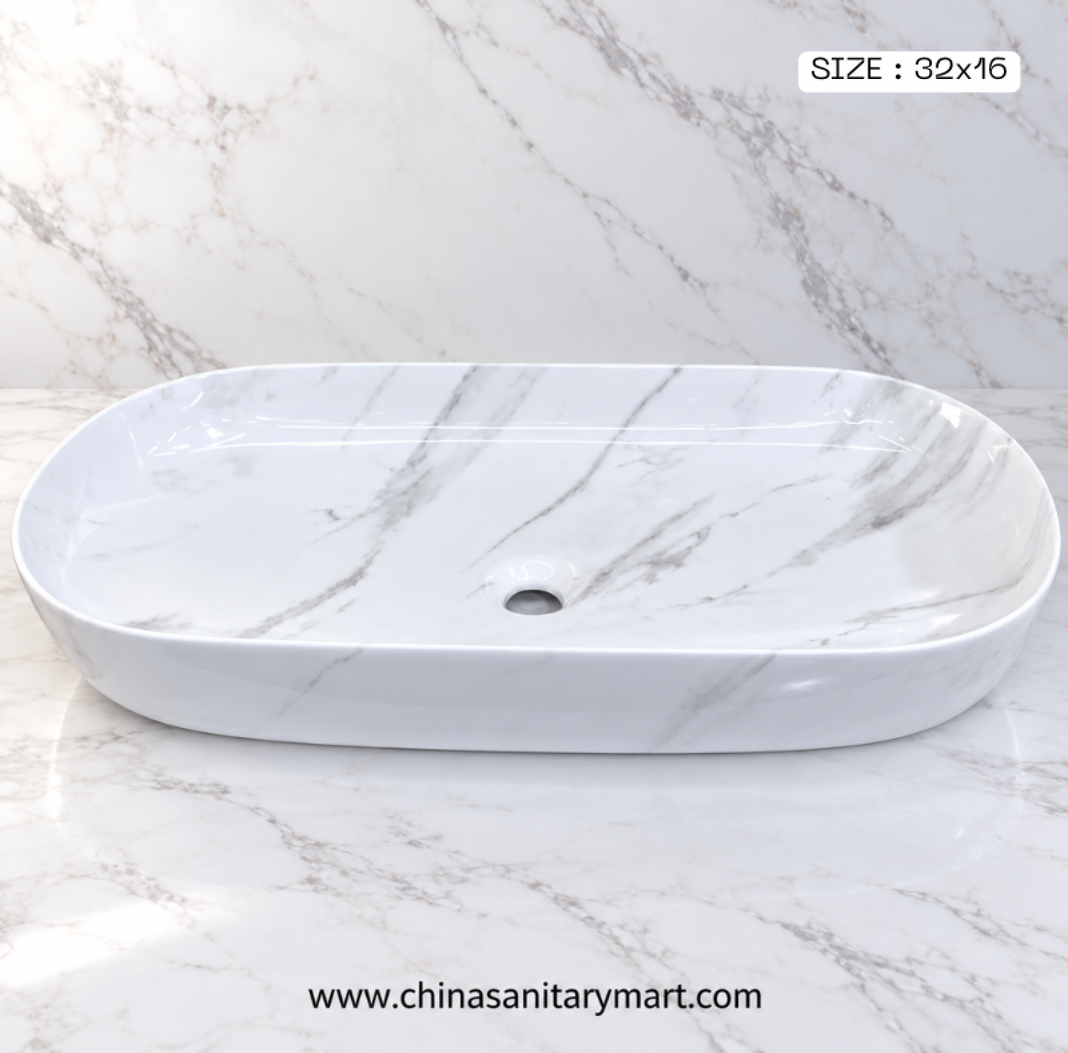 32x16 inch matte white marble shed top basin, white marble countertop basin, large white wash basin, marble vein top basin, modern luxury bathroom basin