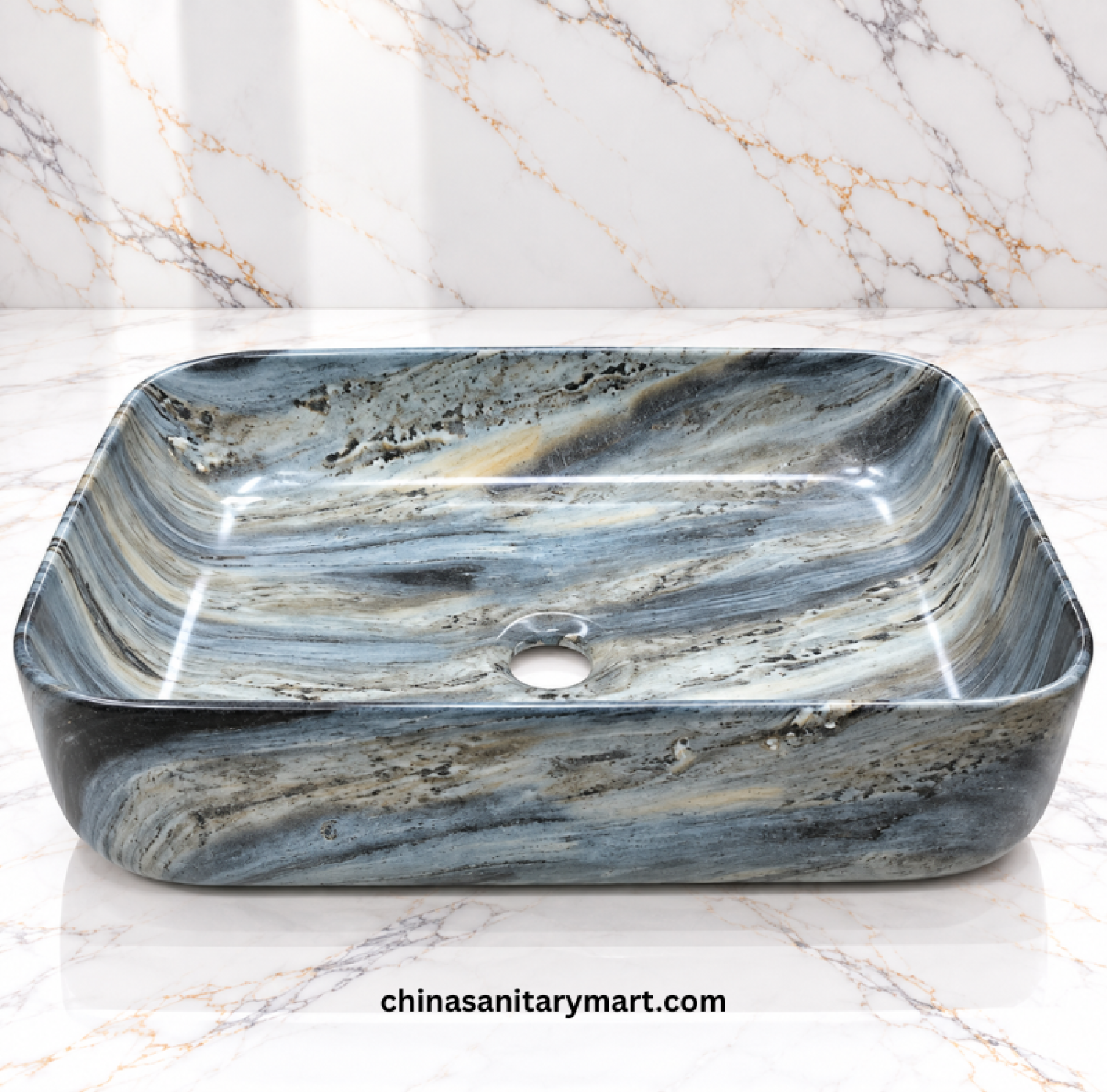 A5014MC 15.5x20 top basin, grey marble style countertop basin, rectangular grey wash basin, designer marble bathroom basin, modern top basin