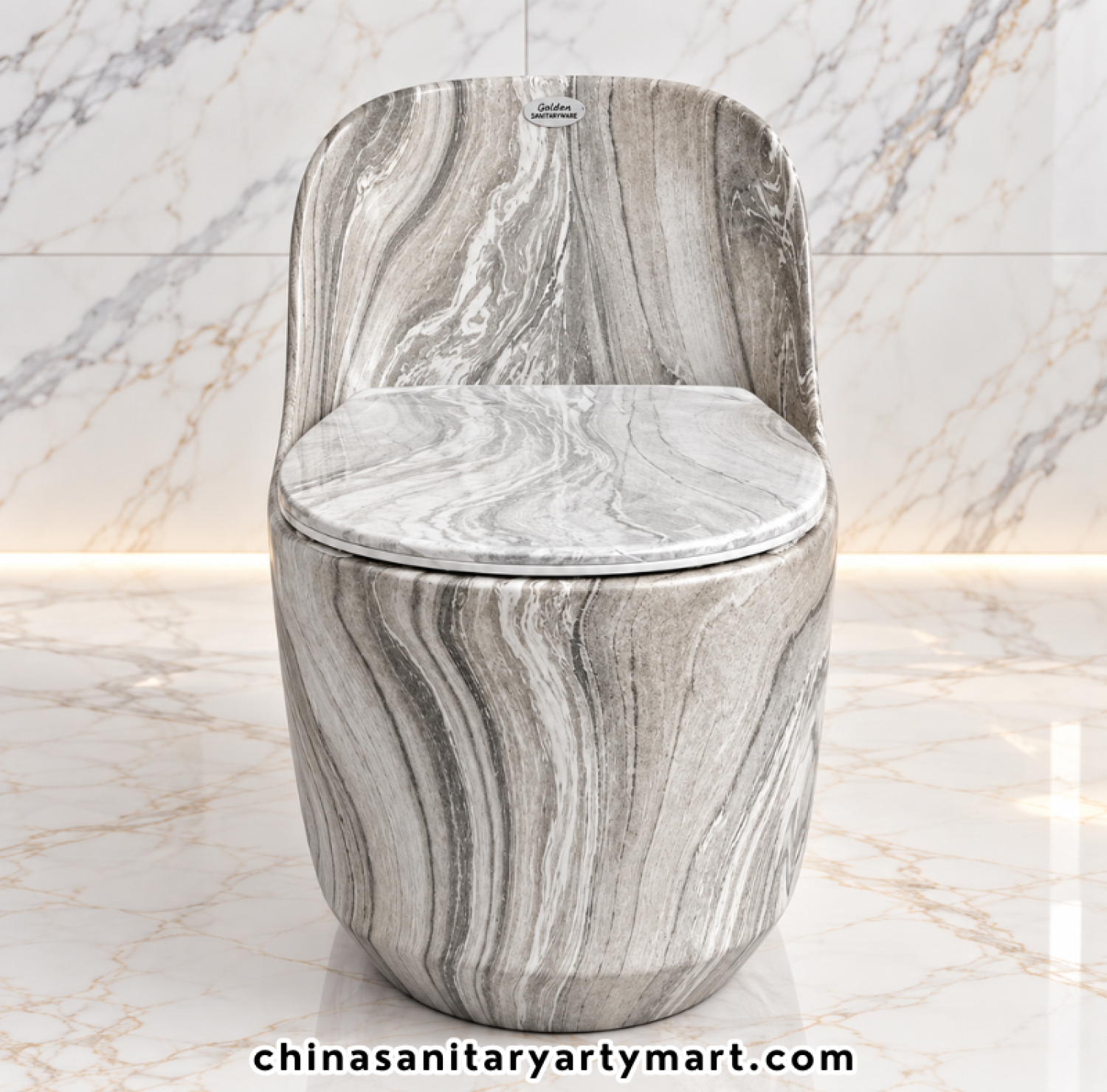 T303MBB grey marble shed commode, Tornado Jet Flush marble toilet, grey marble one piece commode, marble pattern bathroom toilet, designer grey commode